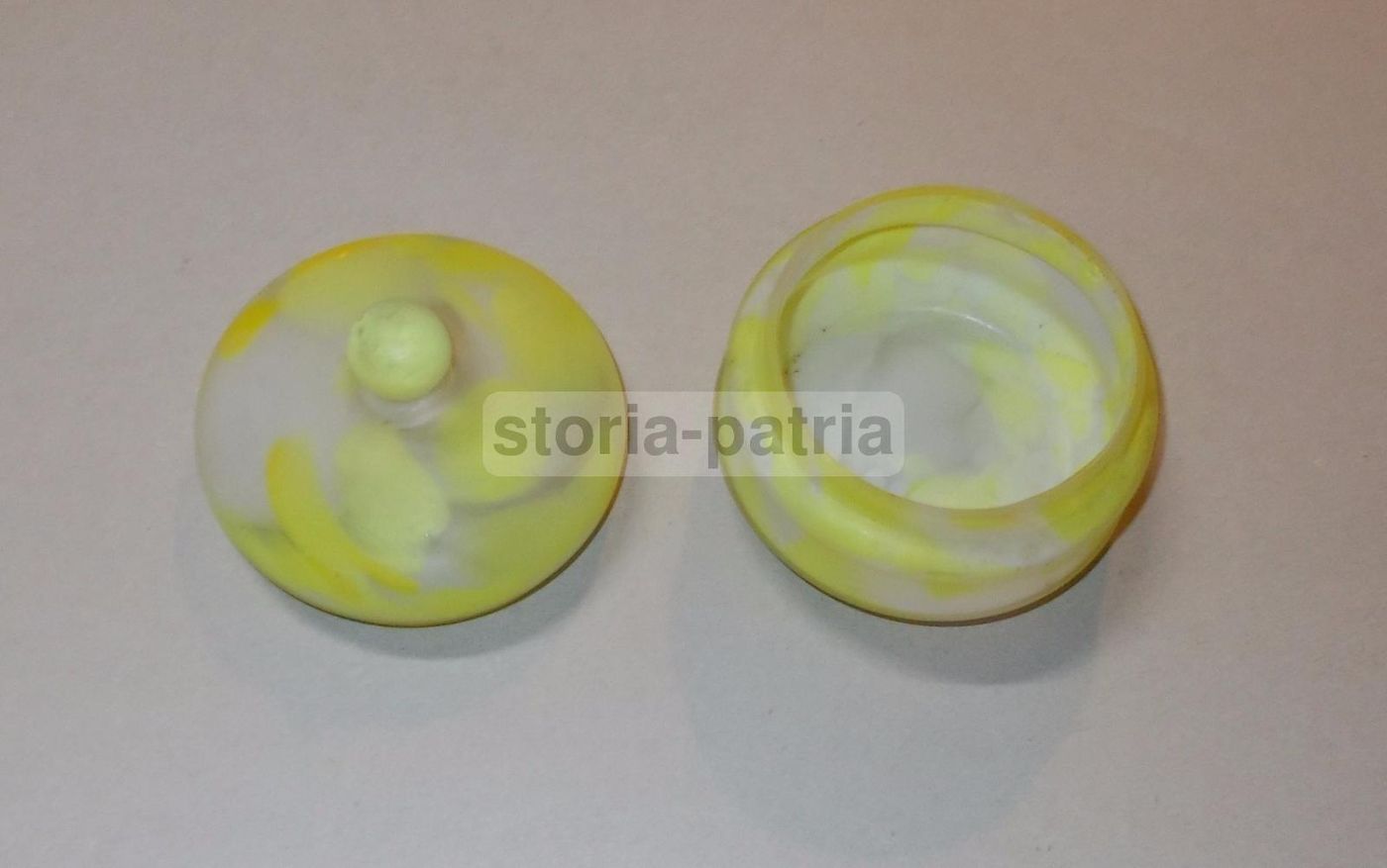 Soprammobile In Vetro Giallo Con Coperchio Stile Liberty, Anni '20