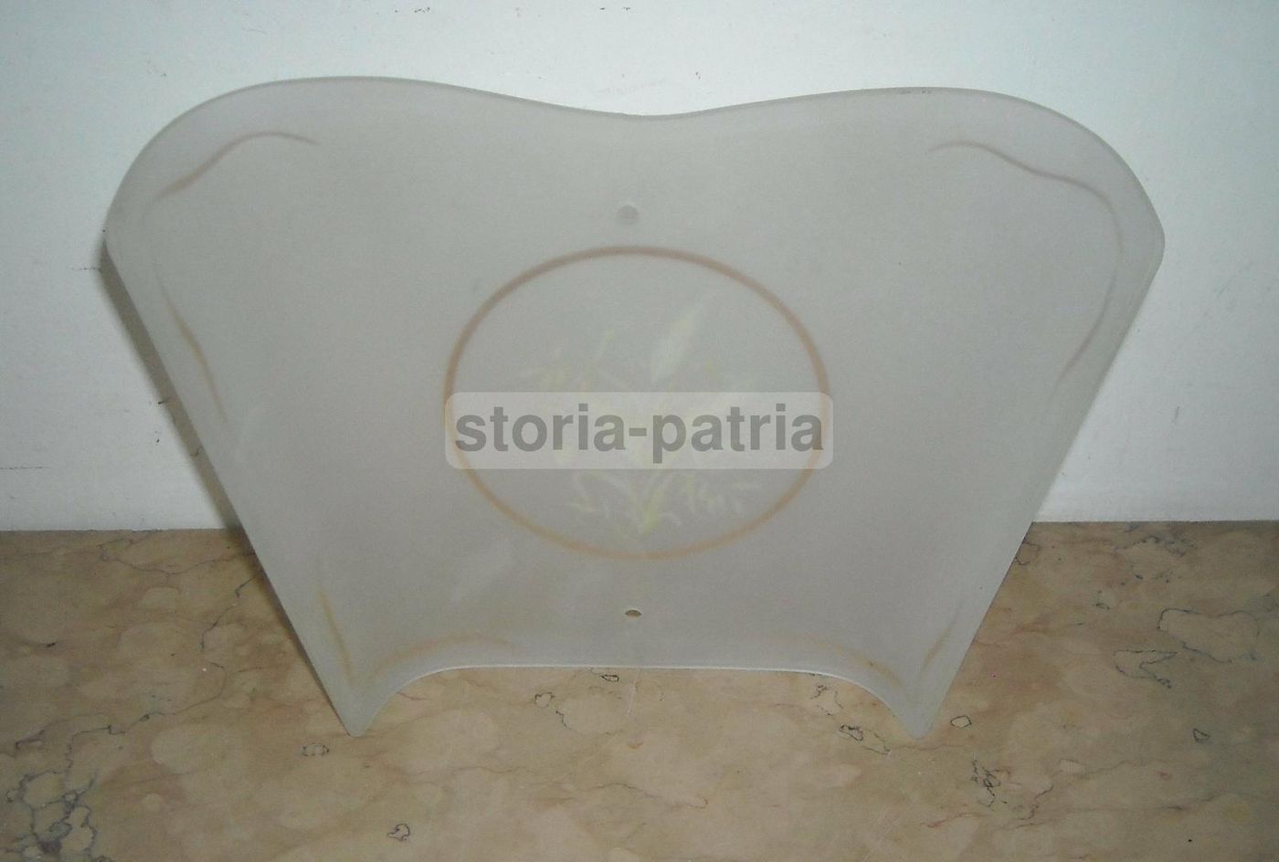 Coppa Vetro Decorato Per Lampada, Anni 1930 1960, Decori Spighe Di Grano