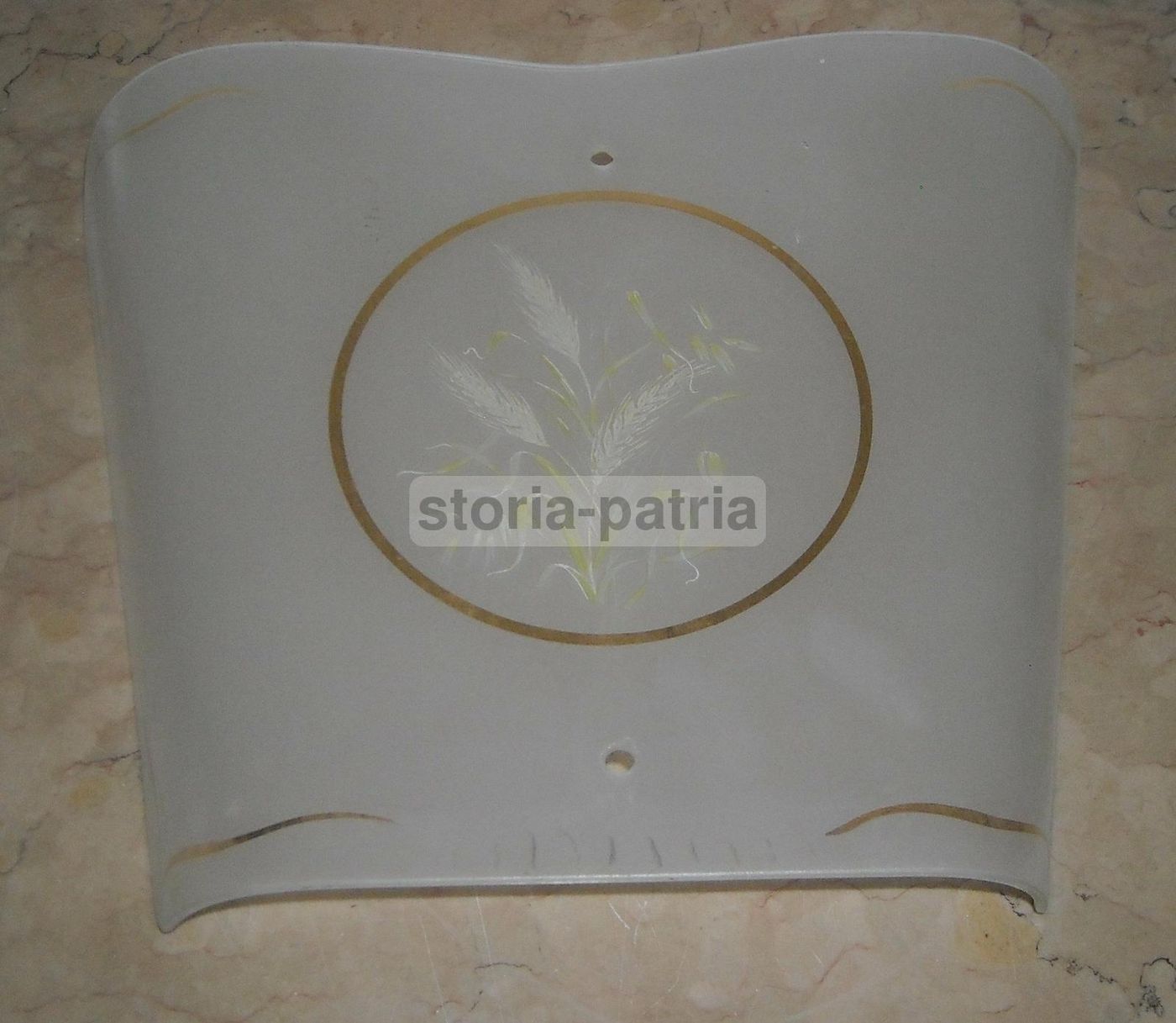Coppa Vetro Decorato Per Lampada, Anni 1930 1960, Decori Spighe Di Grano