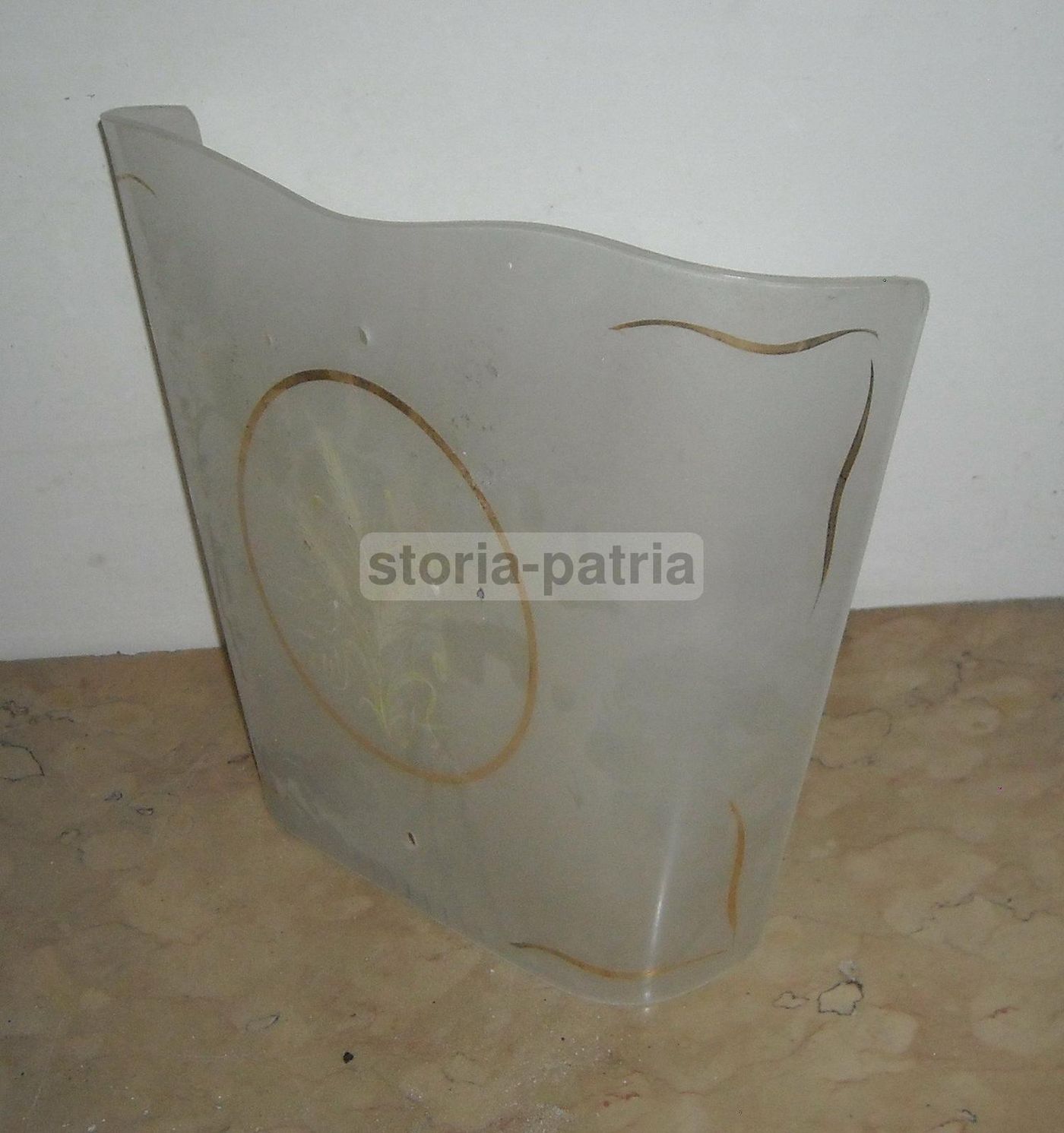Coppa Vetro Decorato Per Lampada, Anni 1930 1960, Decori Spighe Di Grano