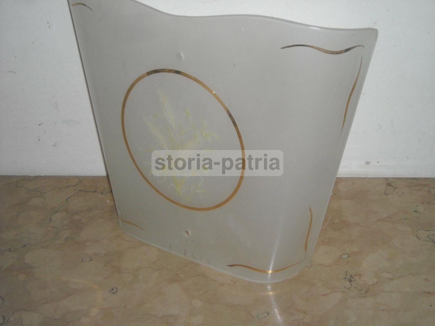 Coppa Vetro Decorato Per Lampada, Anni 1930 1960, Decori Spighe Di Grano