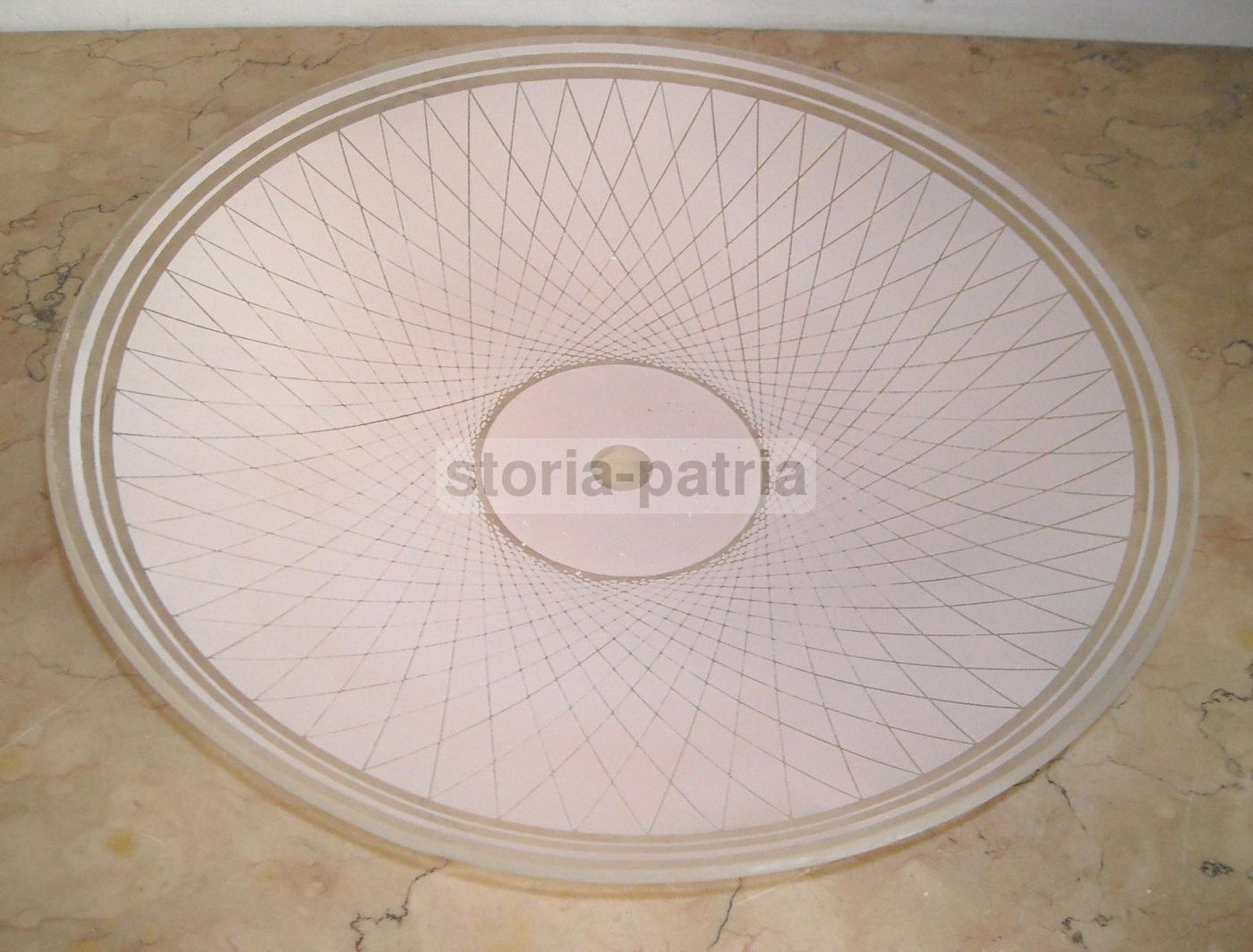 Coppa Paralume Vintage In Vetro Satinato Con Decorazione Geometrica