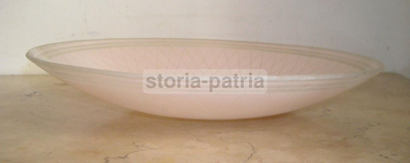 Coppa Paralume Vintage In Vetro Satinato Con Decorazione Geometrica