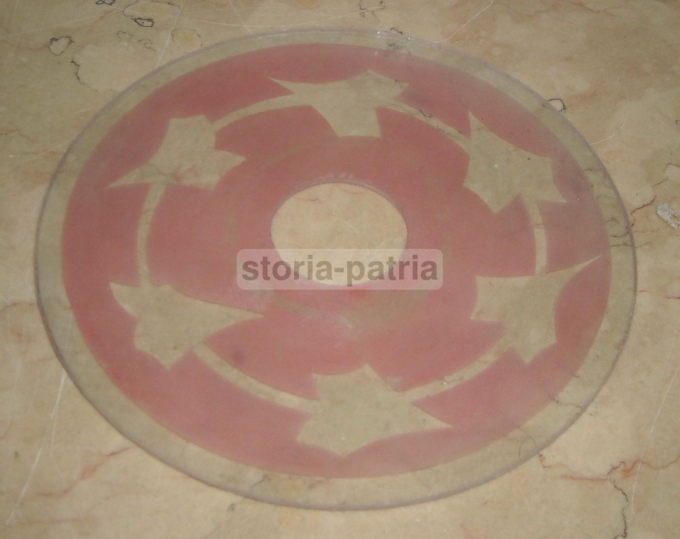 Coppa Vetro Per Lampada Decorata Rossa, Anni '30 '60