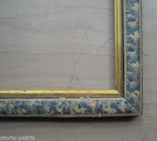 Cornice Antica Liberty Effetto Marmo con Passe Partout Dorato, 1900 1920