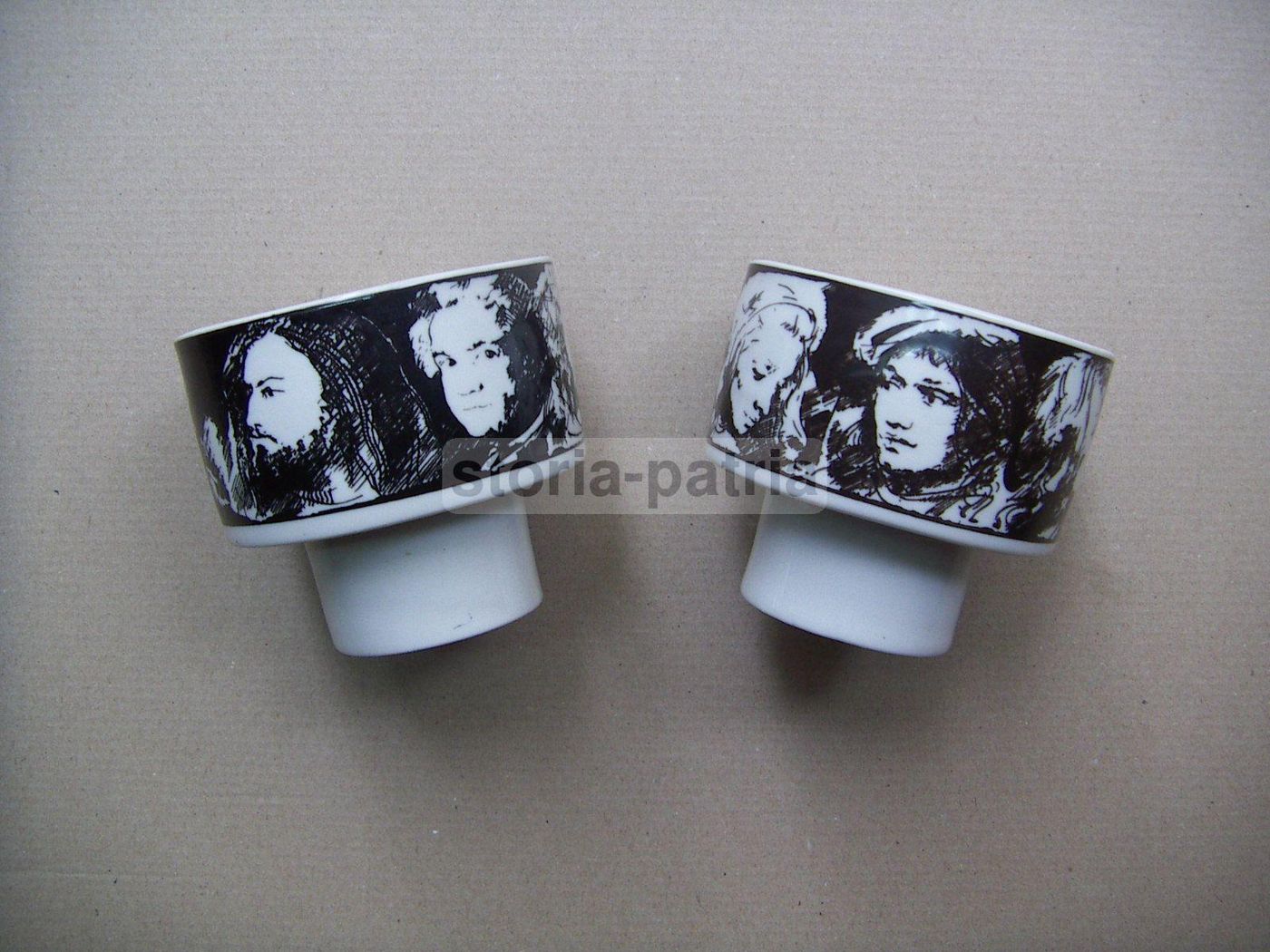 Coppia Tazze Ceramica Annigoni Eva Sud Porcellane Anni '60 Vintage