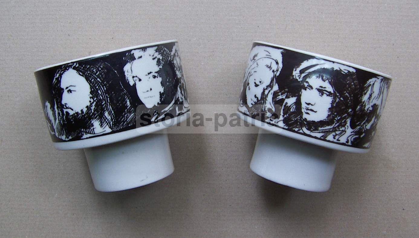 Coppia Tazze Ceramica Annigoni Eva Sud Porcellane Anni '60 Vintage