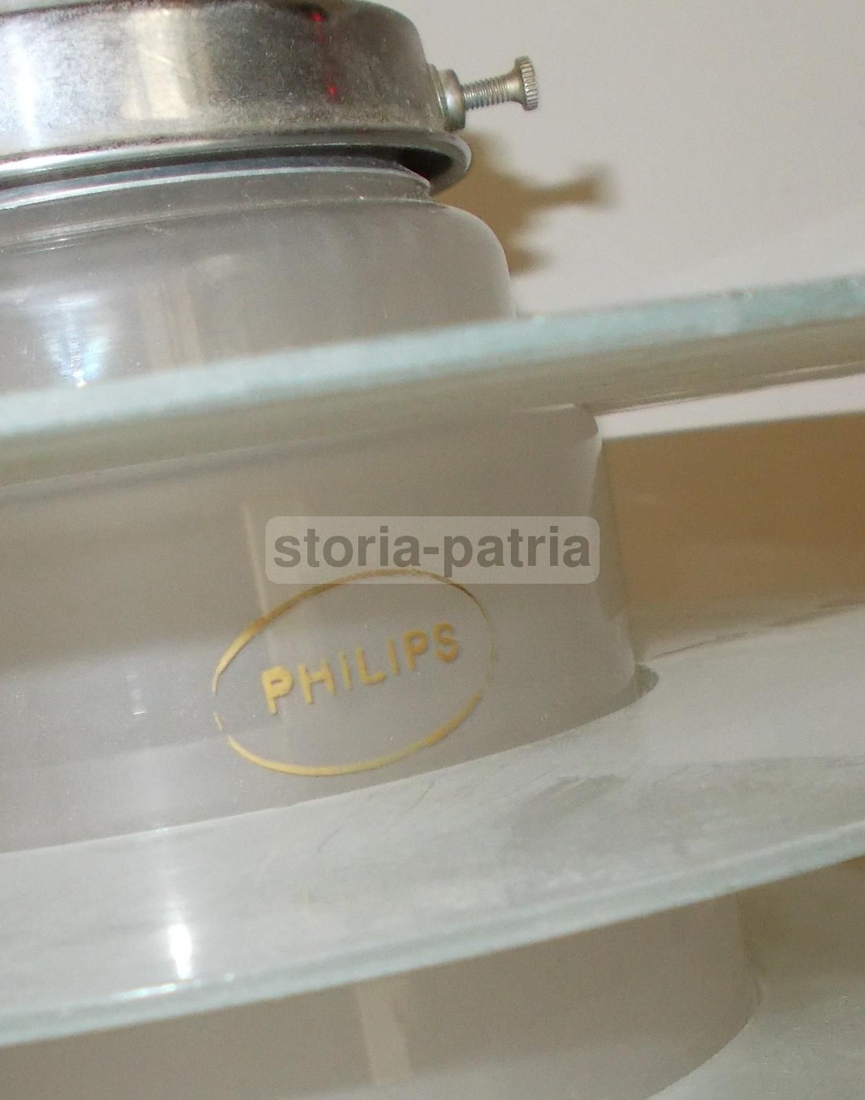 Lampadario Vintage Philips Anni '50 Con Vetri Attribuibili A Louis Kalff