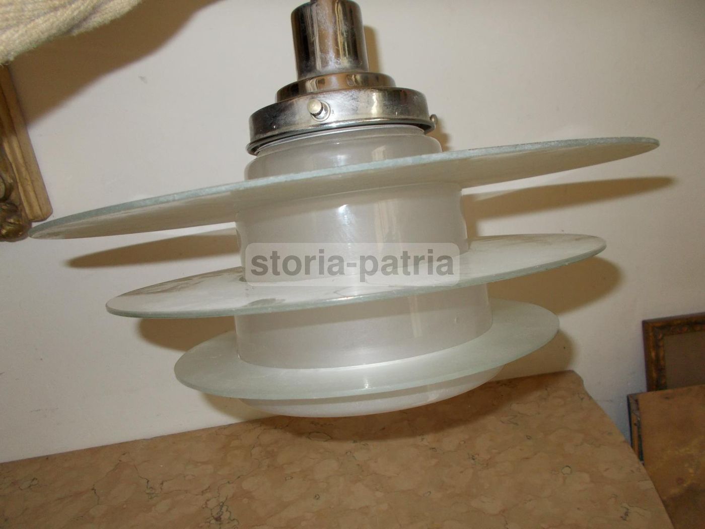 Lampadario Vintage Philips Anni '50 Con Vetri Attribuibili A Louis Kalff