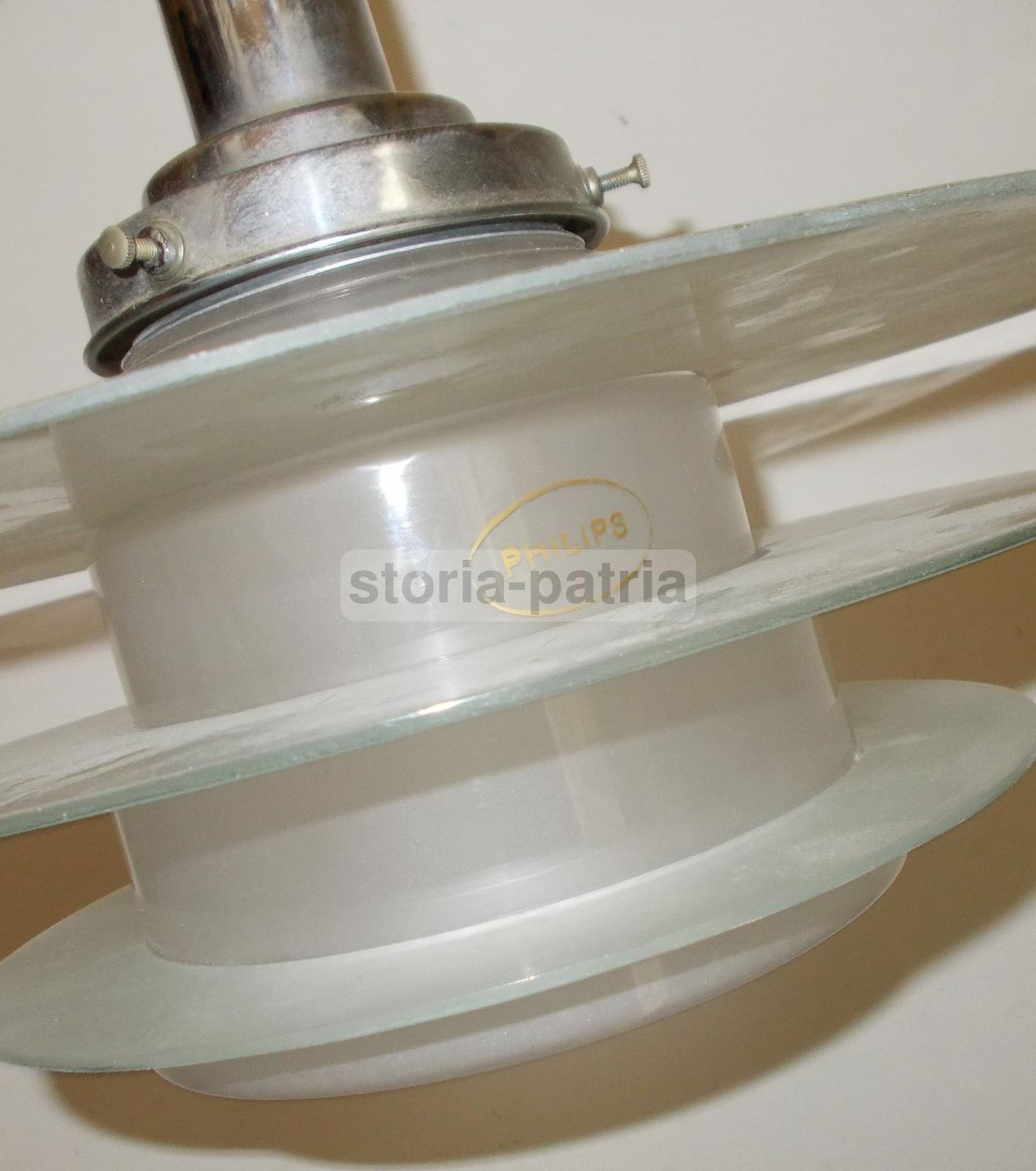 Lampadario Vintage Philips Anni '50 Con Vetri Attribuibili A Louis Kalff