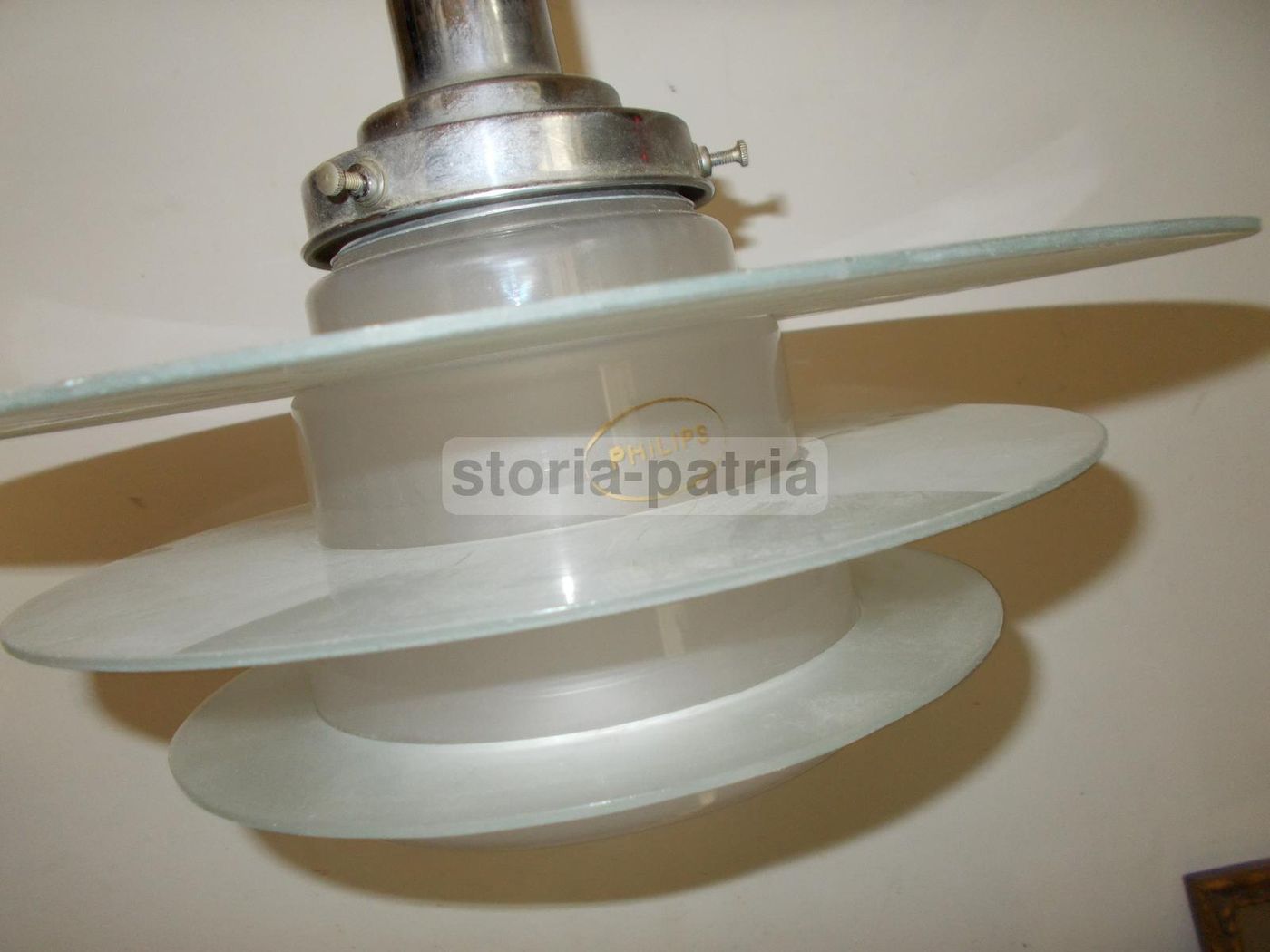 Lampadario Vintage Philips Anni '50 Con Vetri Attribuibili A Louis Kalff