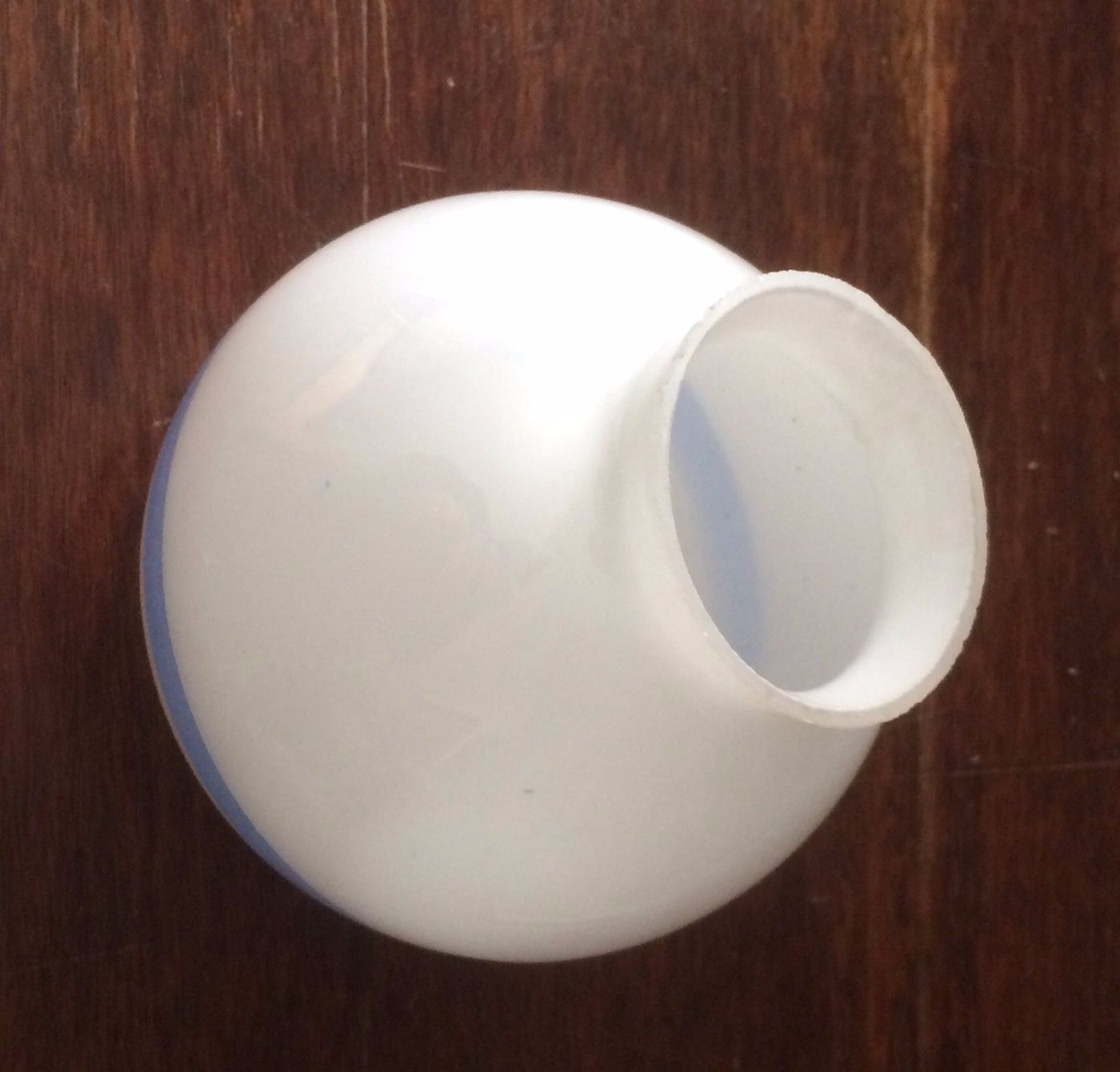 Coppa Lampada In Vetro Bianco Opalino Decorato Policromo, Anni '50