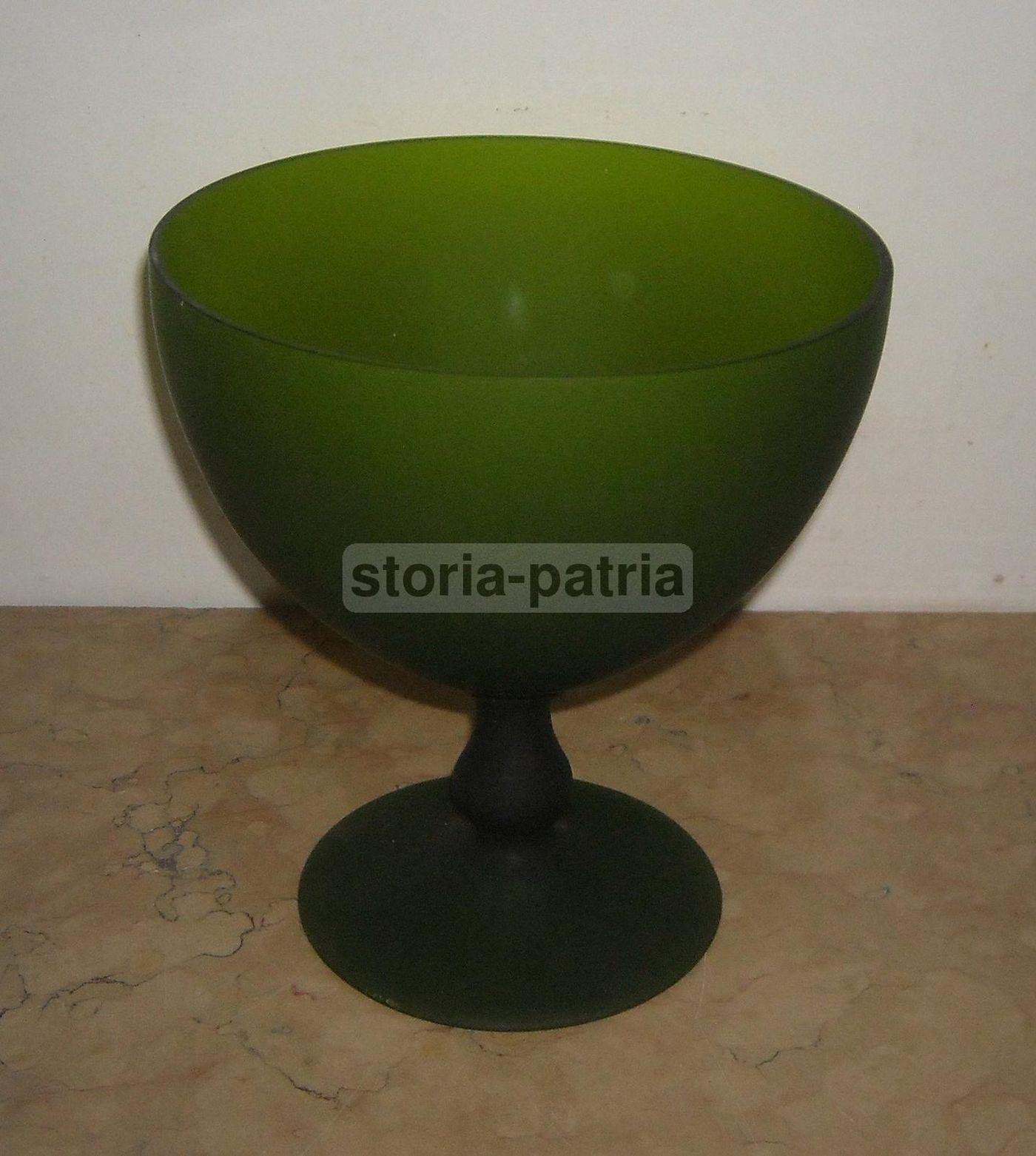 Coppa In Vetro Verde Opaco, Design Italiano, Anni 1950 1970