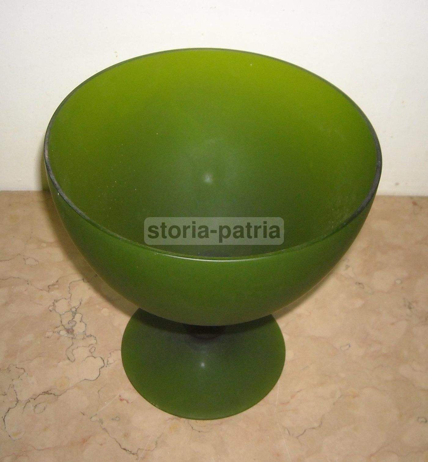 Coppa In Vetro Verde Opaco, Design Italiano, Anni 1950 1970