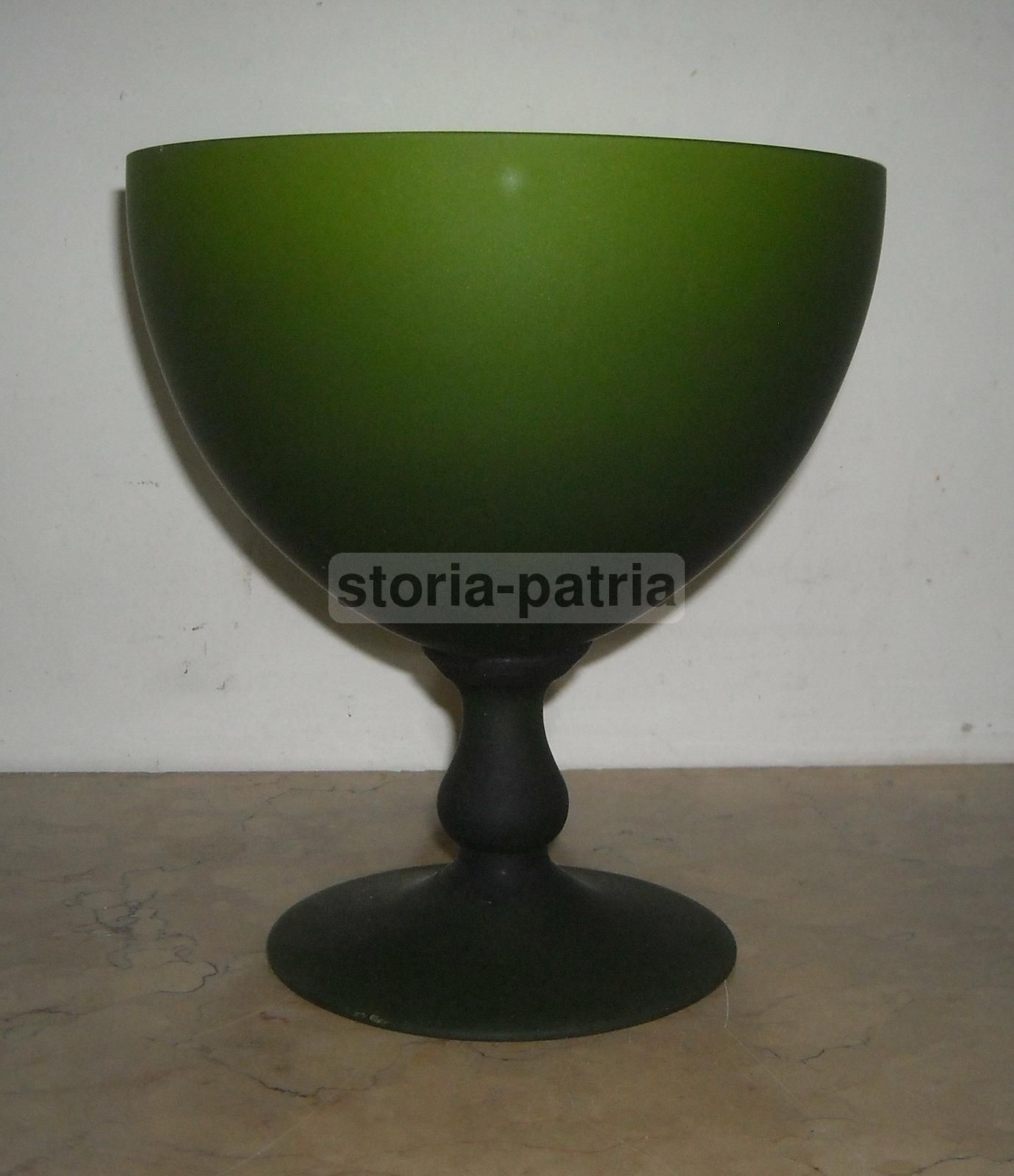 Coppa In Vetro Verde Opaco, Design Italiano, Anni 1950 1970