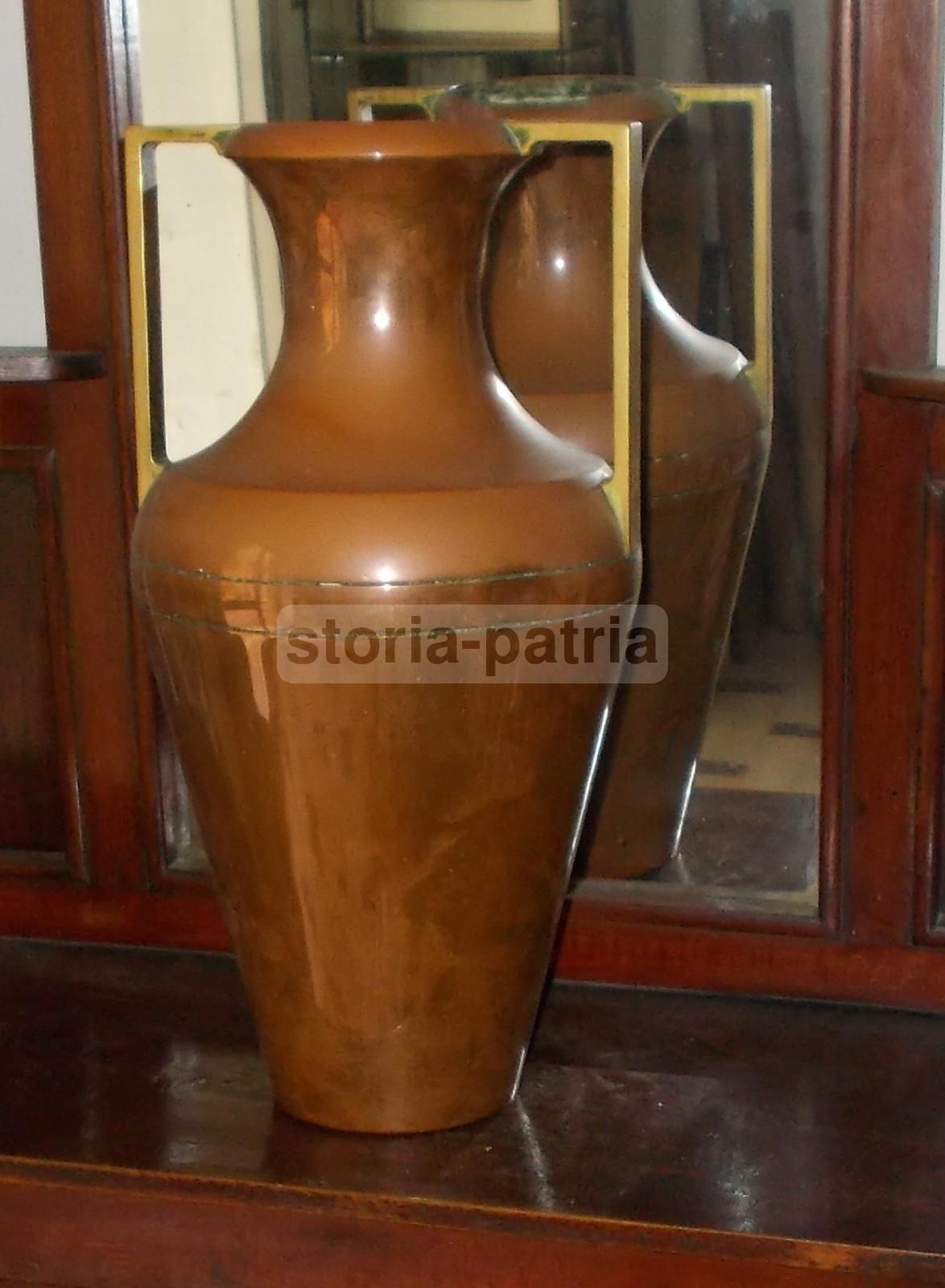 Vaso Portafiori Anfora Art Déco In Rame E Ottone Les Gets, 1920 1950