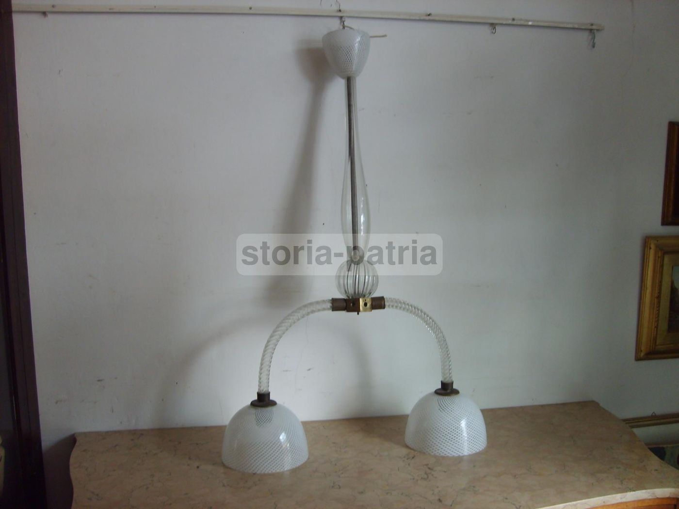 Lampadario A Sospensione In Vetro Di Murano, Anni '30