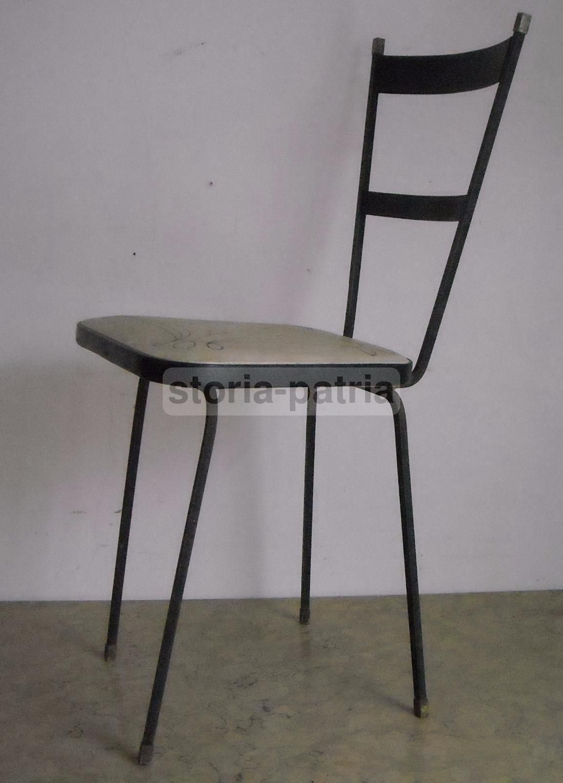 Sedia Modernariato In Ferro Feam Anni '60 Design Italiano