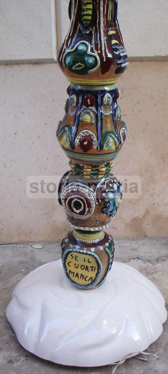 Lampada Piantana Ceramica O. Rosa Venezia Anni '50 Totem 177 Cm