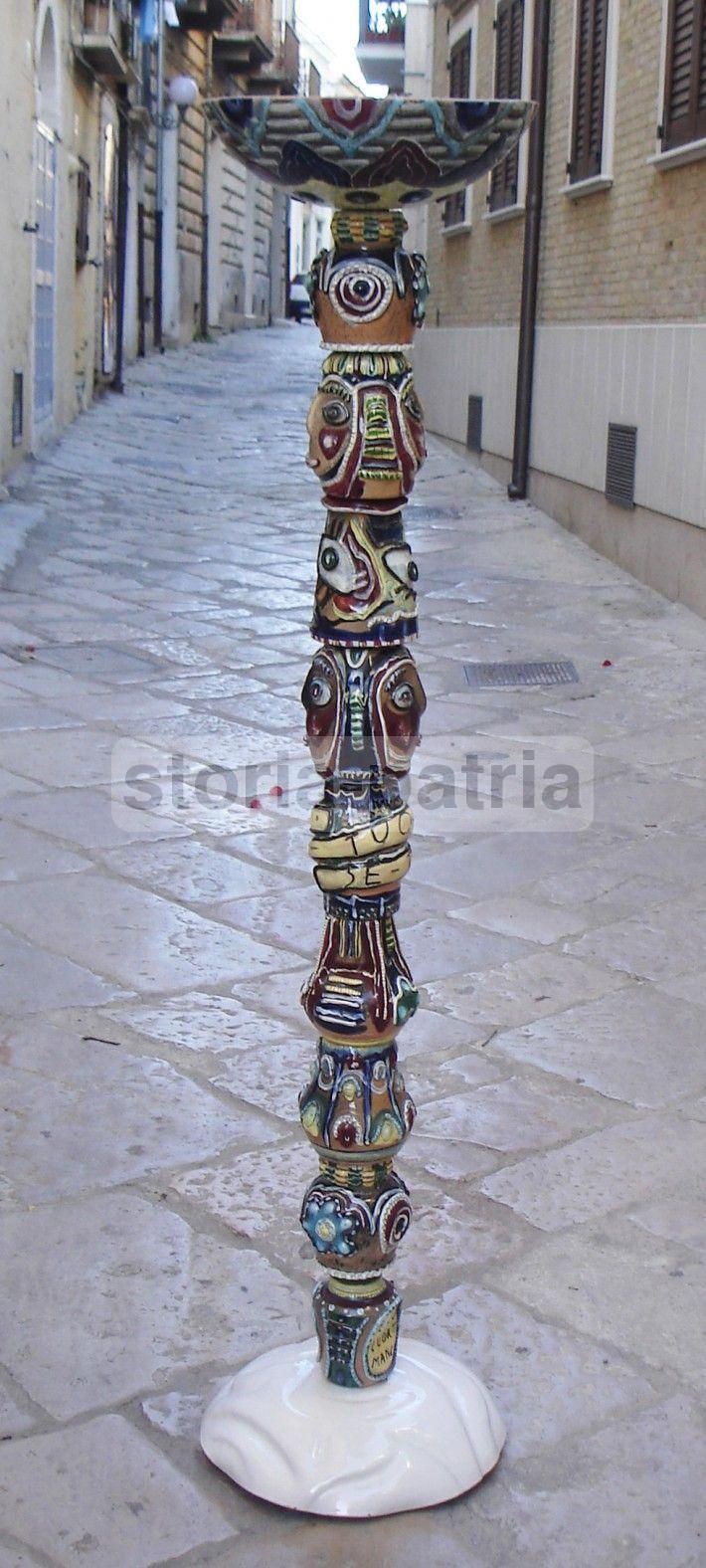 Lampada Piantana Ceramica O. Rosa Venezia Anni '50 Totem 177 Cm