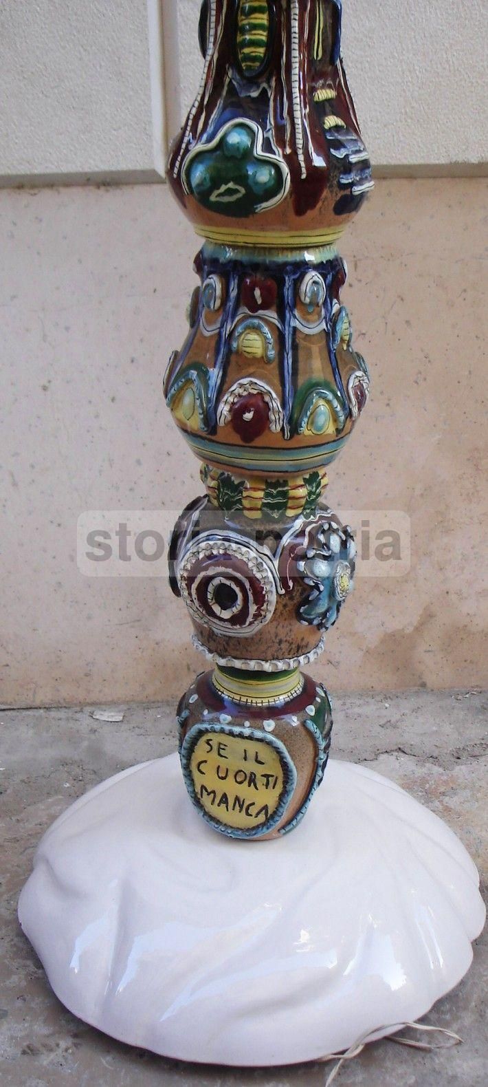 Lampada Piantana Ceramica O. Rosa Venezia Anni '50 Totem 177 Cm