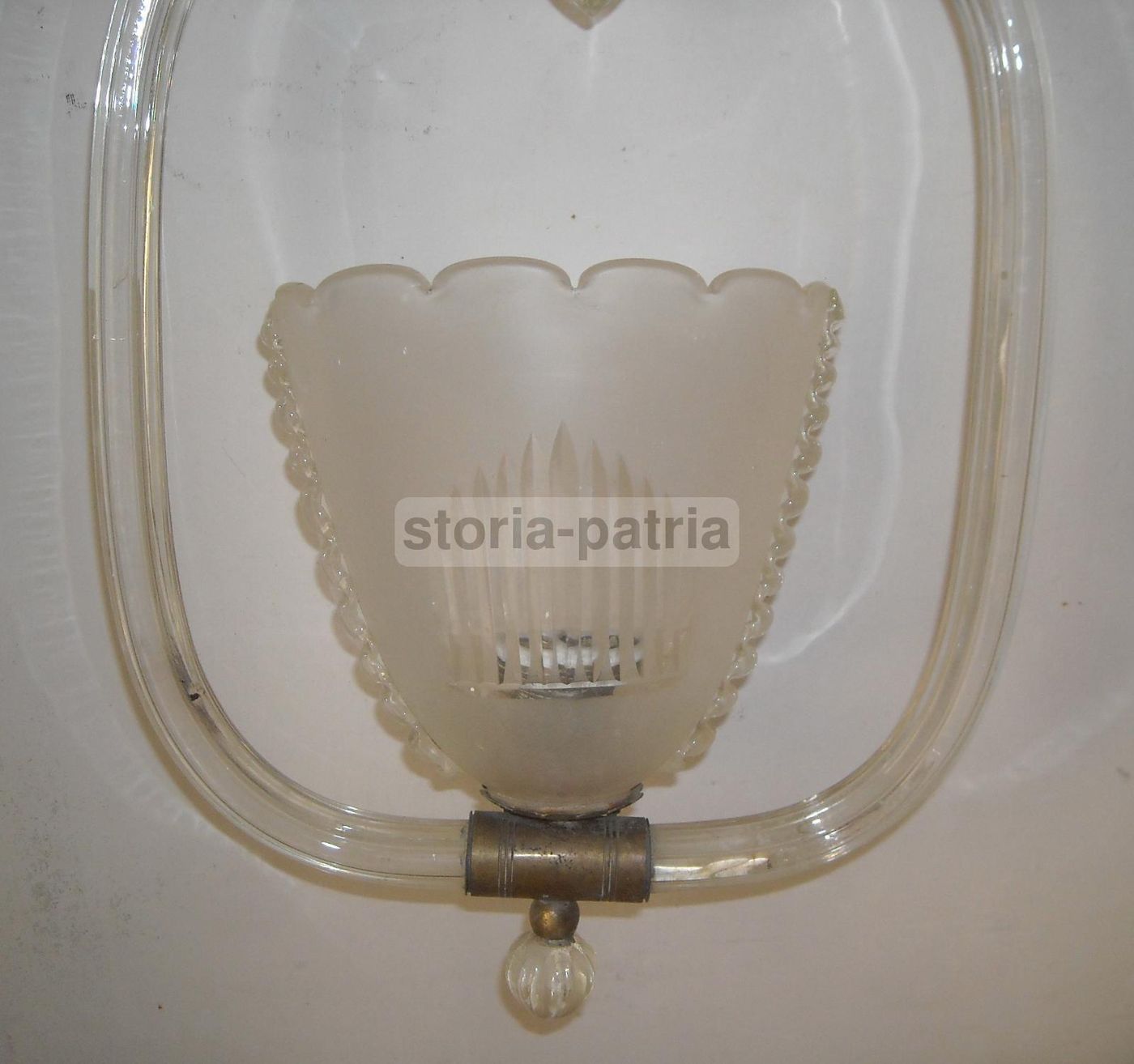 Lampadario A Sospensione In Vetro Di Murano E Ottone, Anni '30 '50