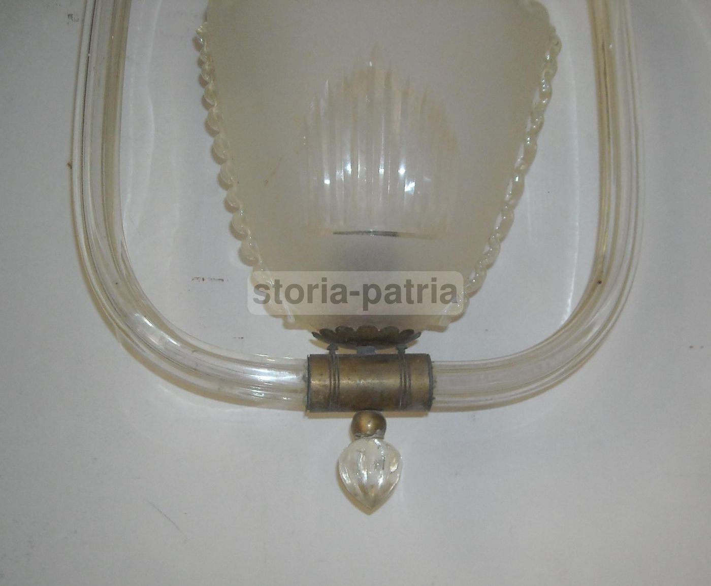 Lampadario A Sospensione In Vetro Di Murano E Ottone, Anni '30 '50