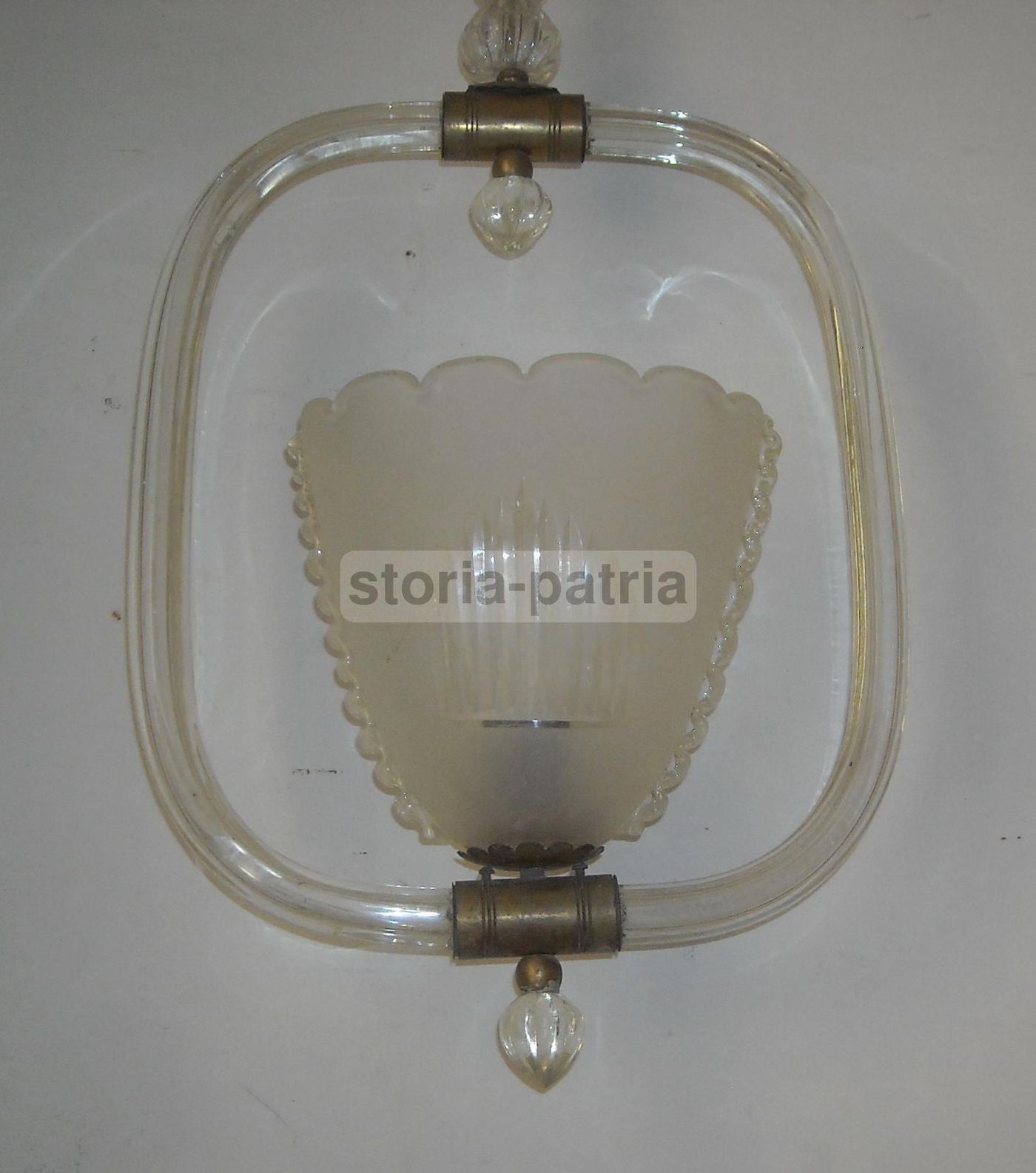 Lampadario A Sospensione In Vetro Di Murano E Ottone, Anni '30 '50