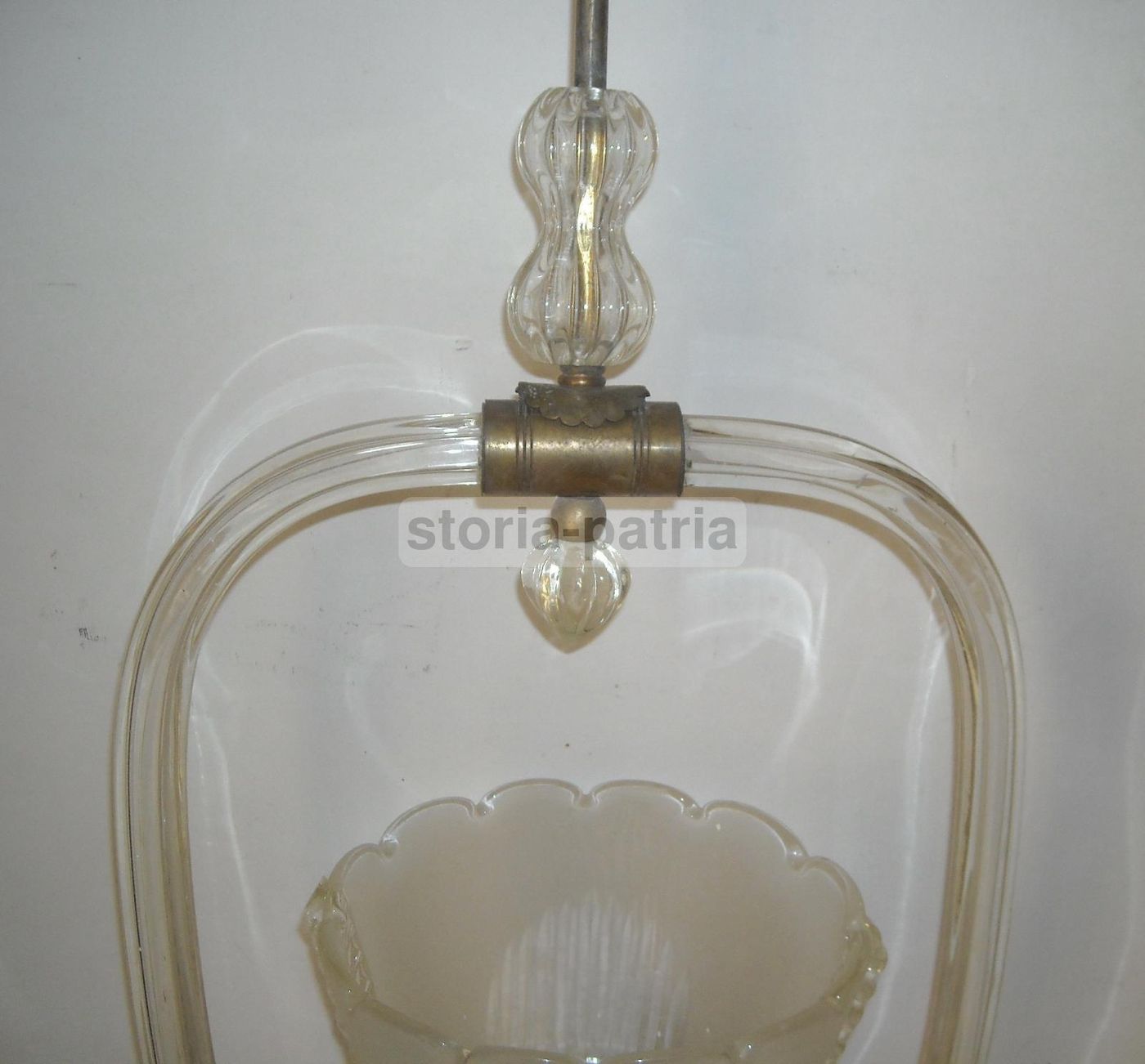 Lampadario A Sospensione In Vetro Di Murano E Ottone, Anni '30 '50