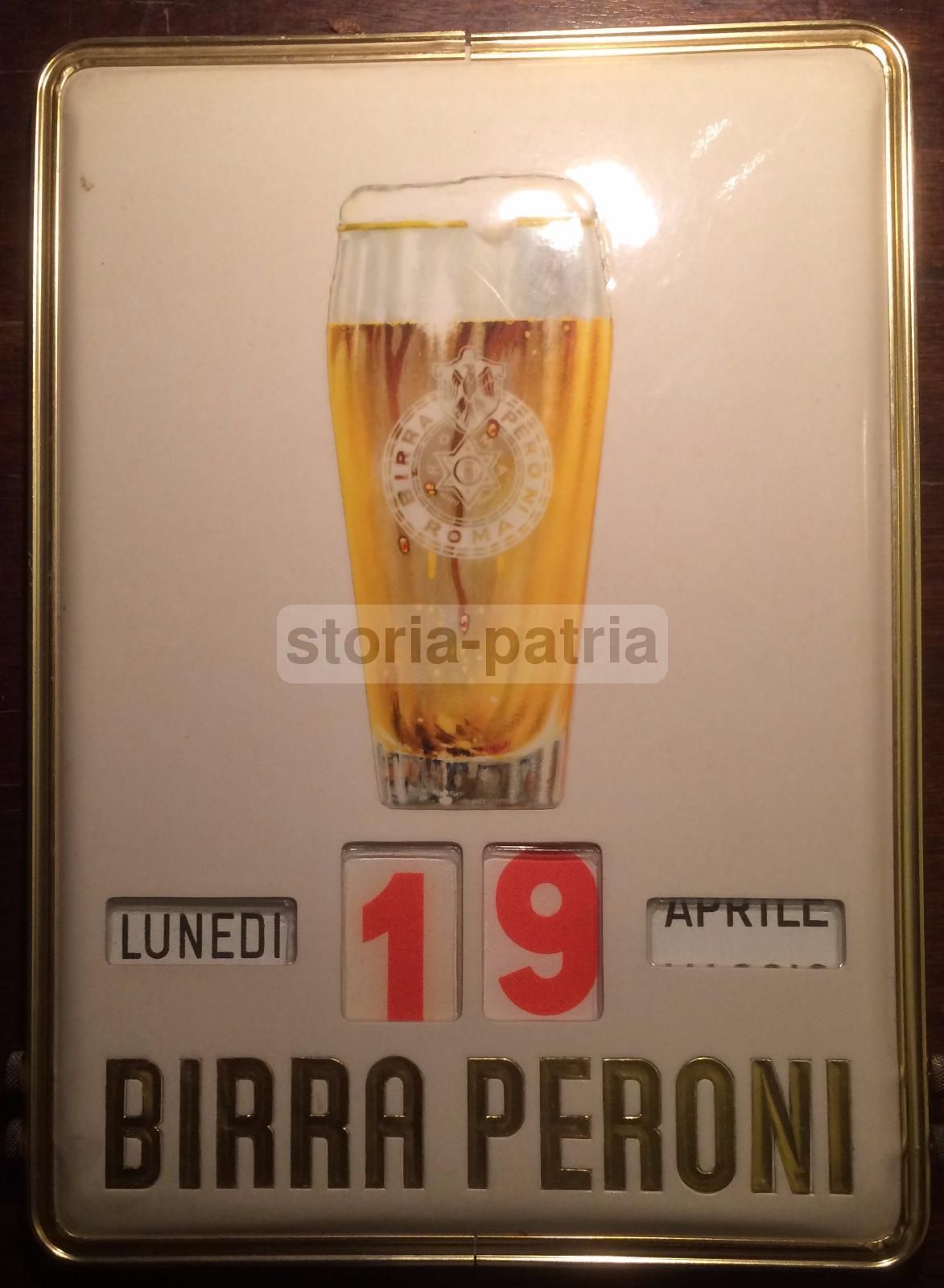 Cartello Datario Pubblicitario Birra Peroni, Anni 1950 1960
