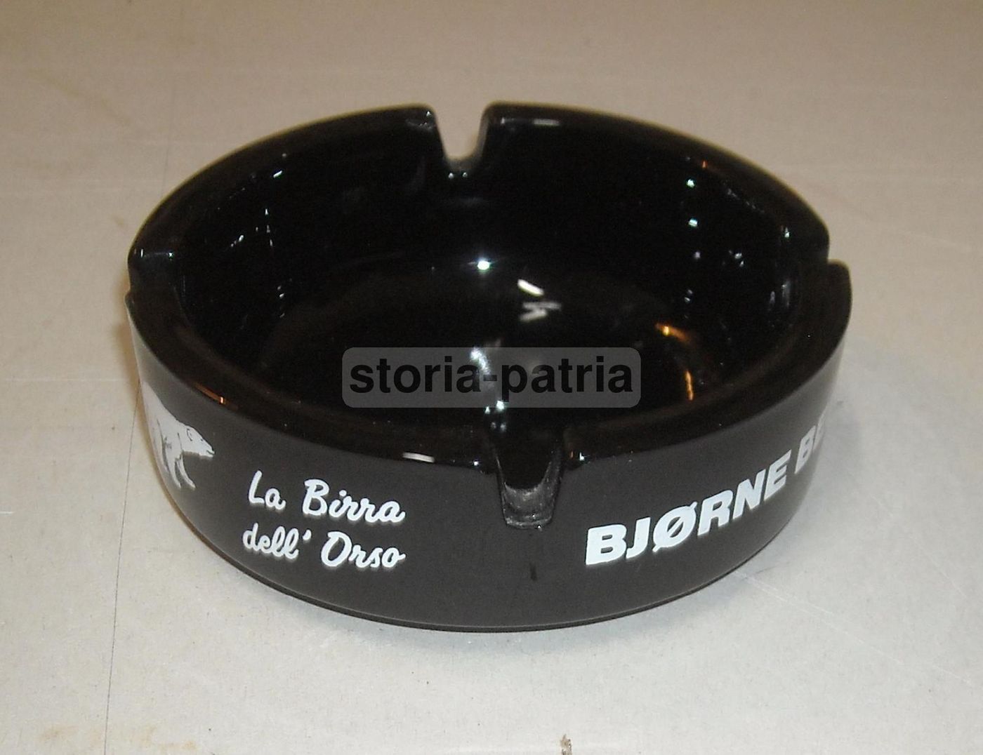 Posacenere Pubblicitario Birra Biorne In Vetro Opalino, Anni 1970 1990