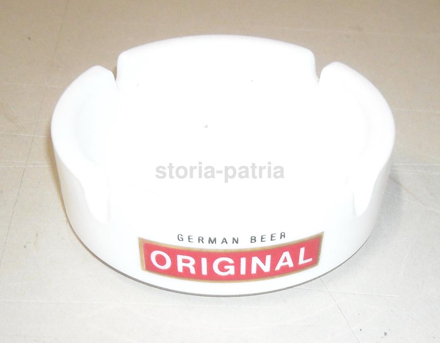 Posacenere Pubblicitario Birra DAB In Vetro Opalino Bianco, Anni '70 '90