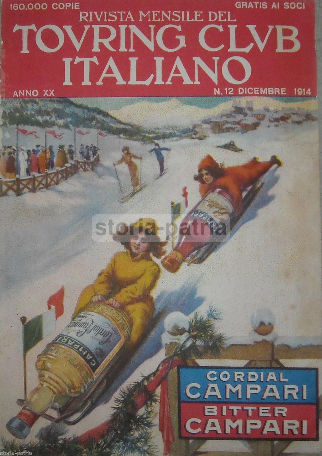 Pubblicità Campari 1914: Copertina Rivista TCI Con Tudor E Columb