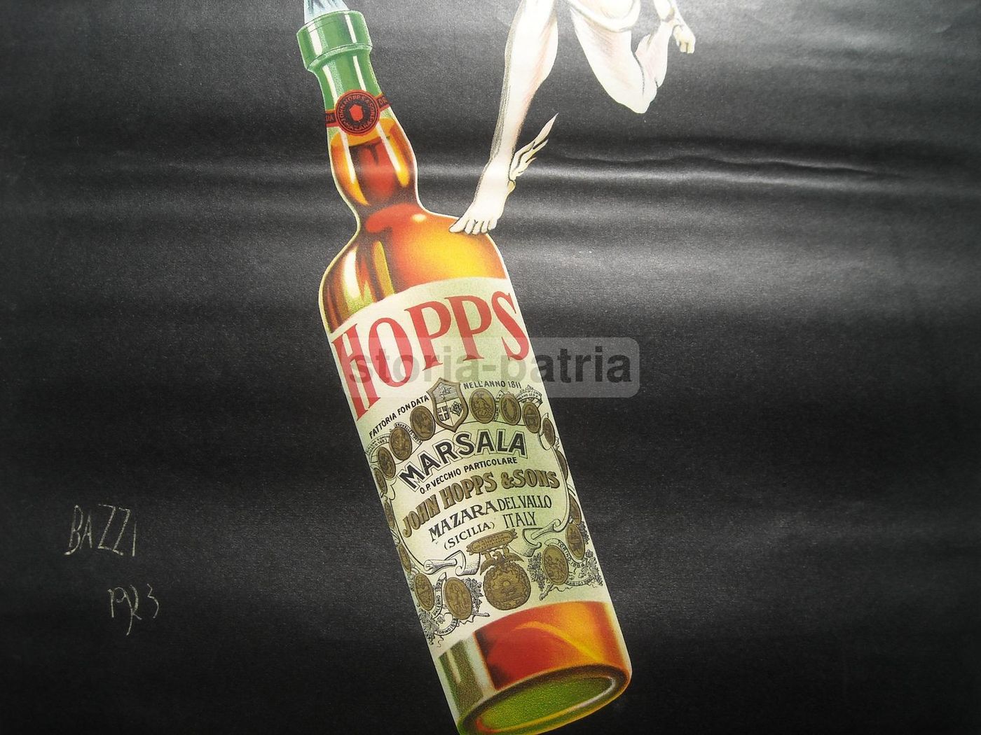 Manifesto Pubblicitario Marsala Hopps 1923 Bazzi Liberty