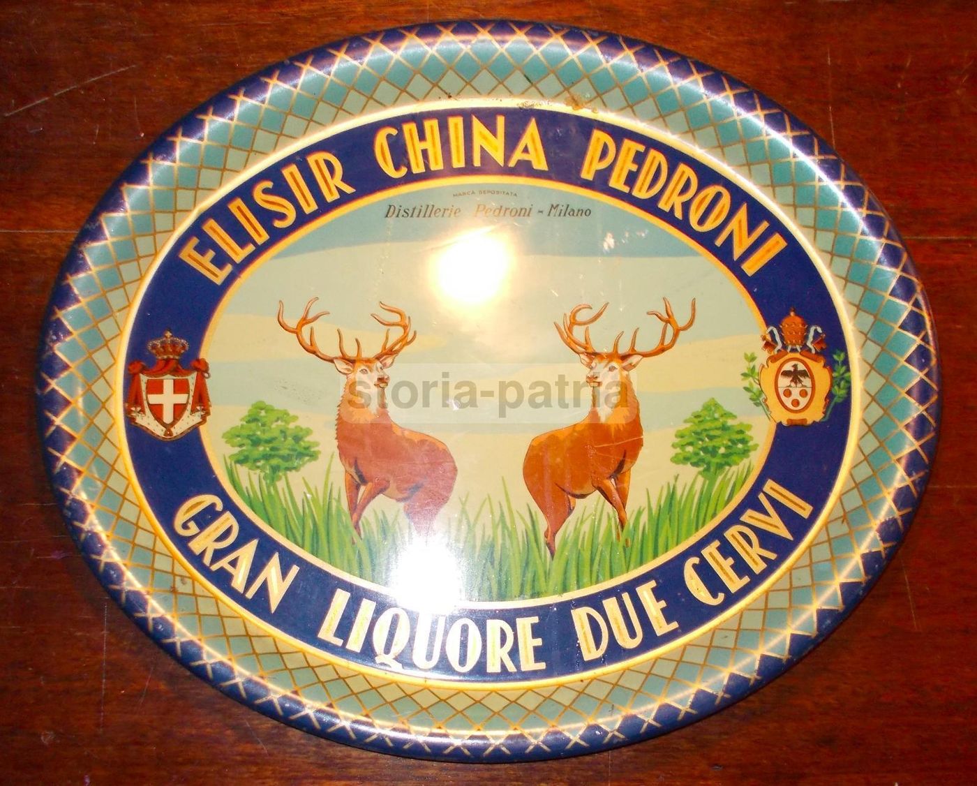 Vassoio Pubblicitario Distilleria Pedroni Elisir China Due Cervi