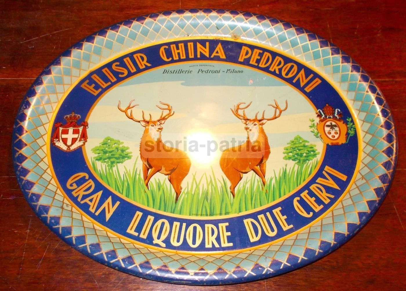 Vassoio Pubblicitario Distilleria Pedroni Elisir China Due Cervi