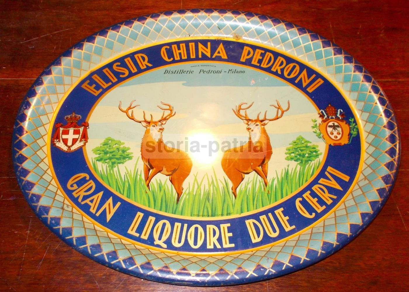 Vassoio Pubblicitario Distilleria Pedroni Elisir China Due Cervi