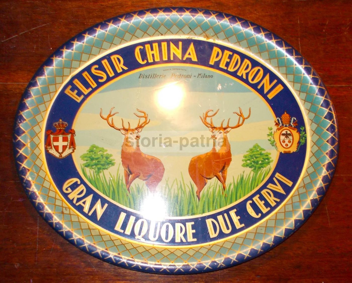Vassoio Pubblicitario Distilleria Pedroni Elisir China Due Cervi