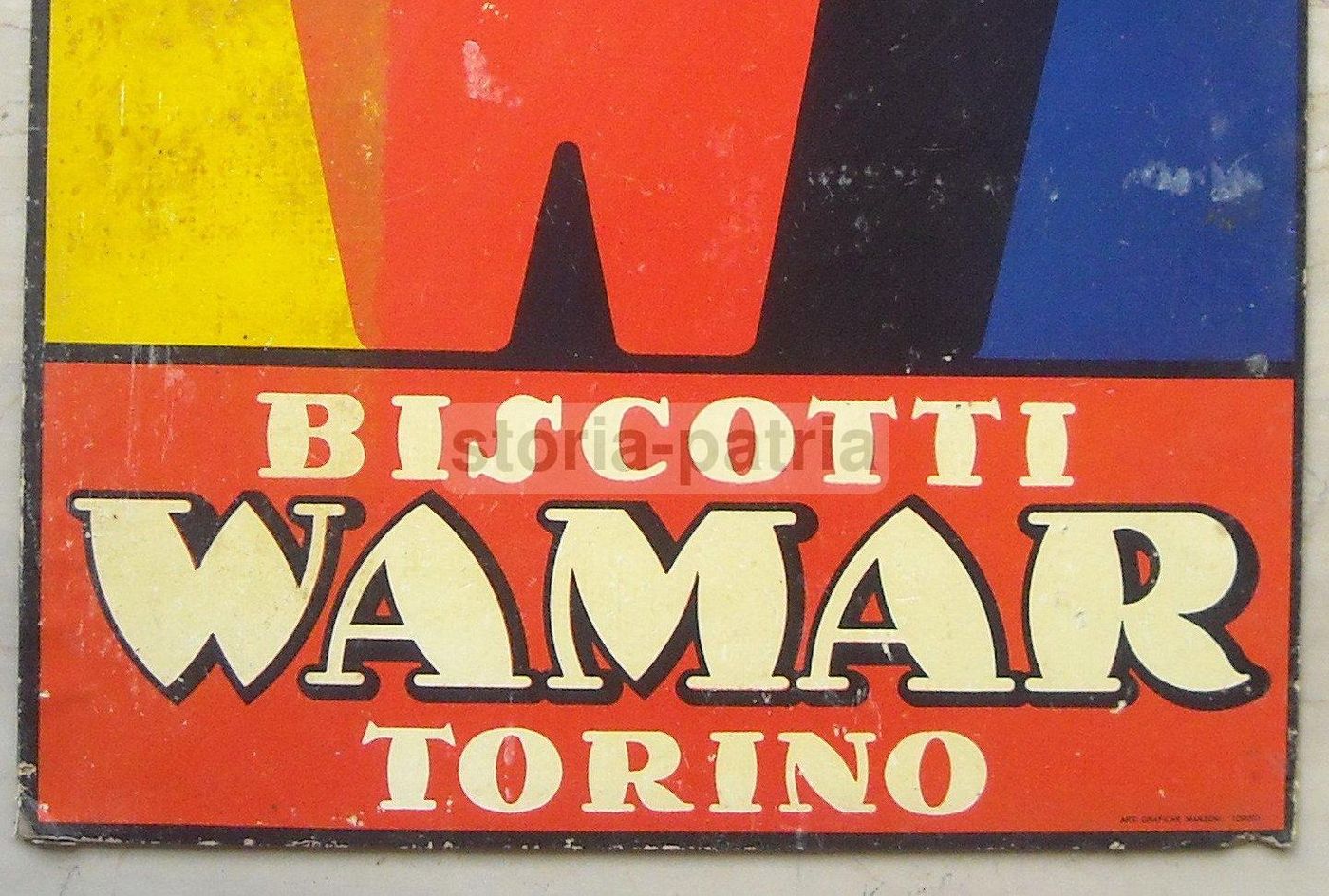 Manifesto Pubblicitario Biscotti Wamar Torino Borghi Anni '30