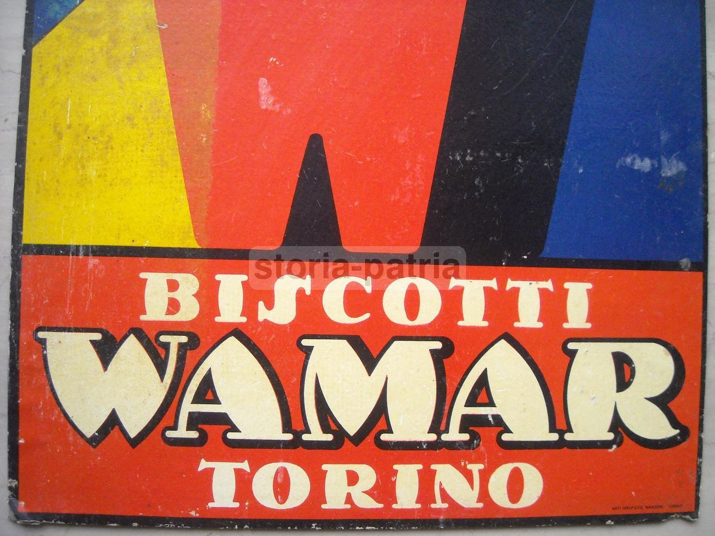 Manifesto Pubblicitario Biscotti Wamar Torino Borghi Anni '30