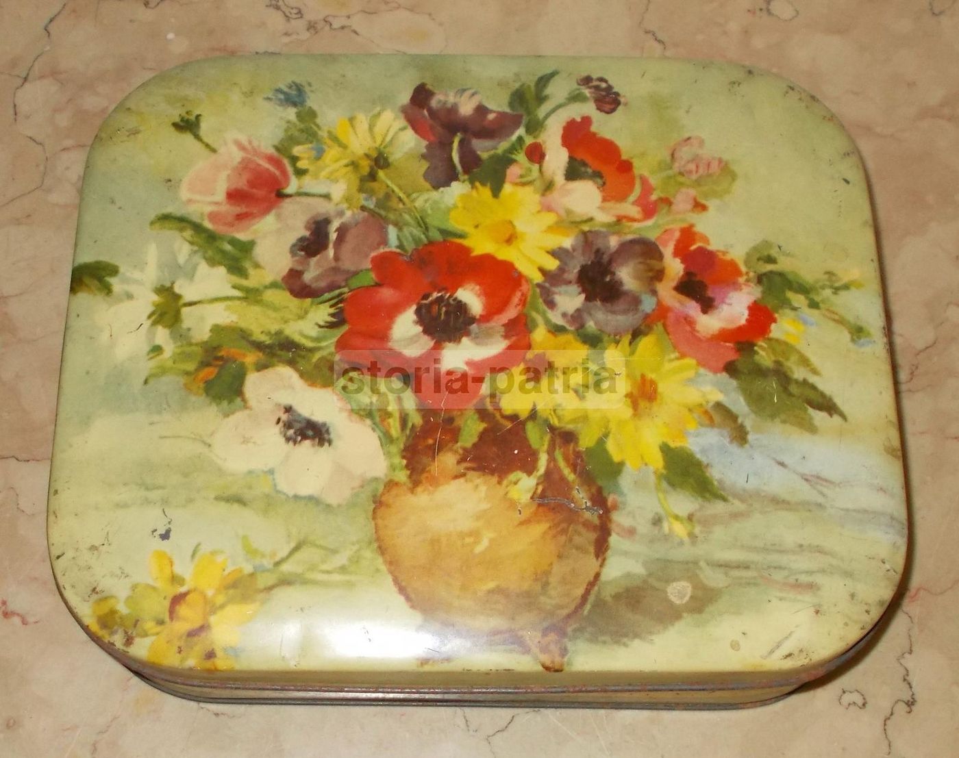Scatola Pubblicitaria Caramelle Dufour Genova Latta Fiori Vintage