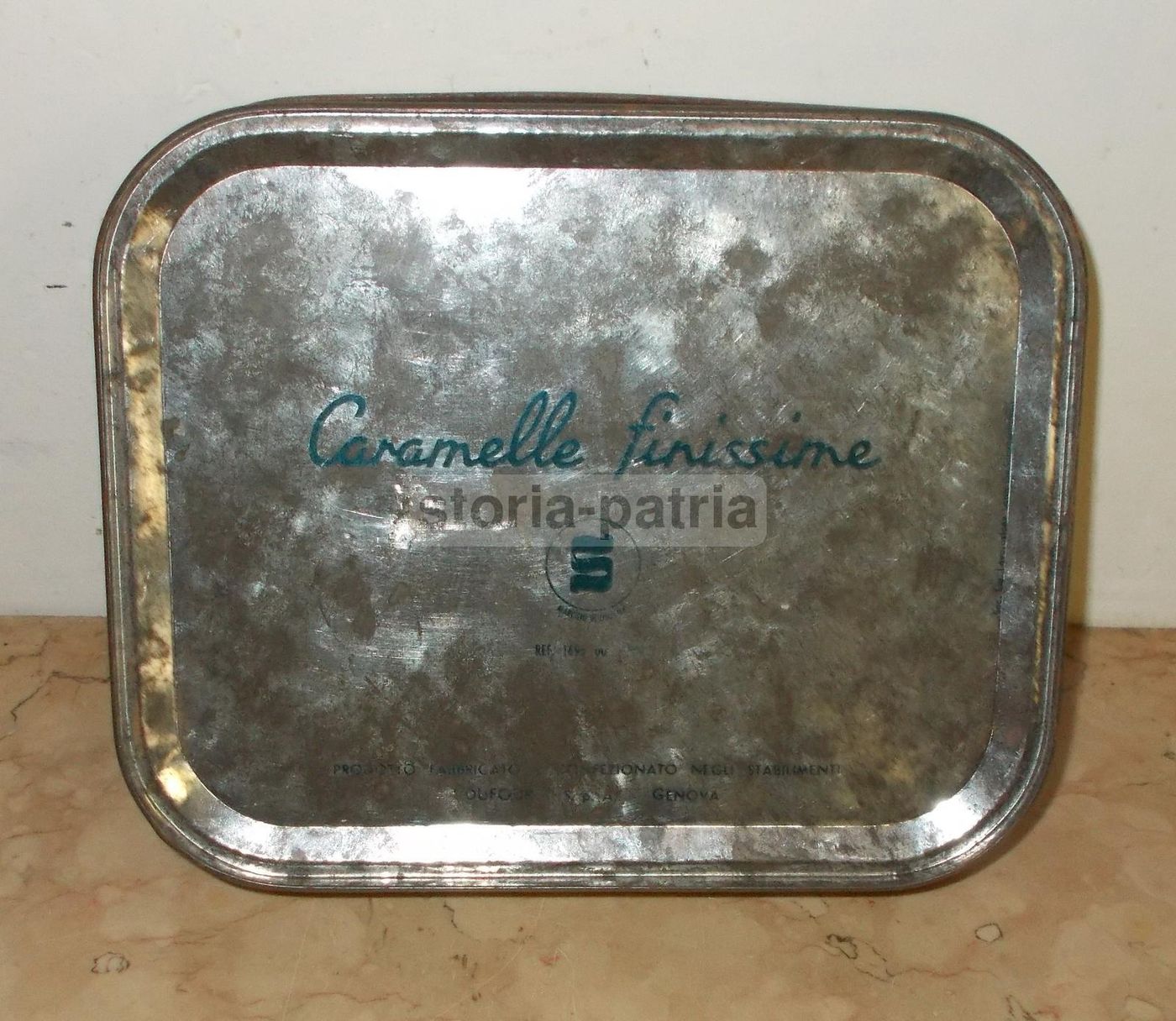 Scatola Pubblicitaria Caramelle Dufour Genova Latta Fiori Vintage