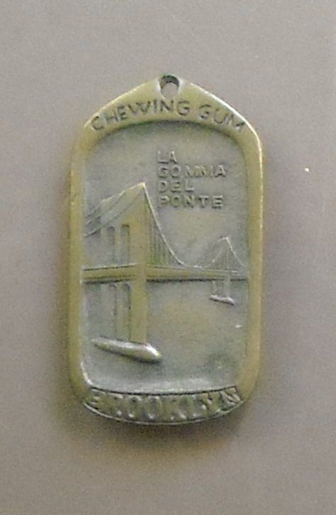 Placchetta Pubblicitaria Brooklyn Chewing Gum Ponte New York Vintage
