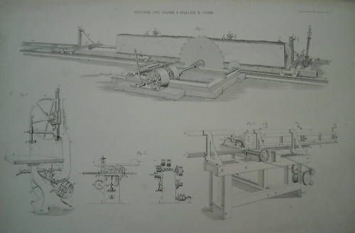 Stampa Antica Macchine Falegnameria Ebanisteria Legno 1800