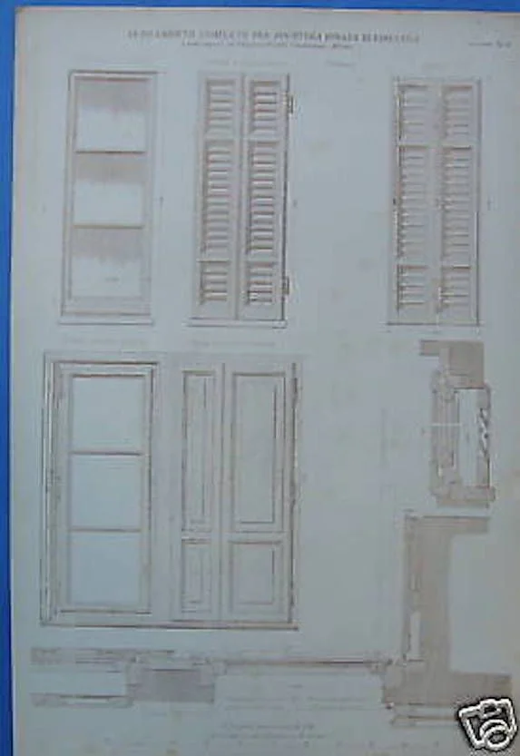 Stampa Litografica Finestre Impresa Confalonieri Milano 1800