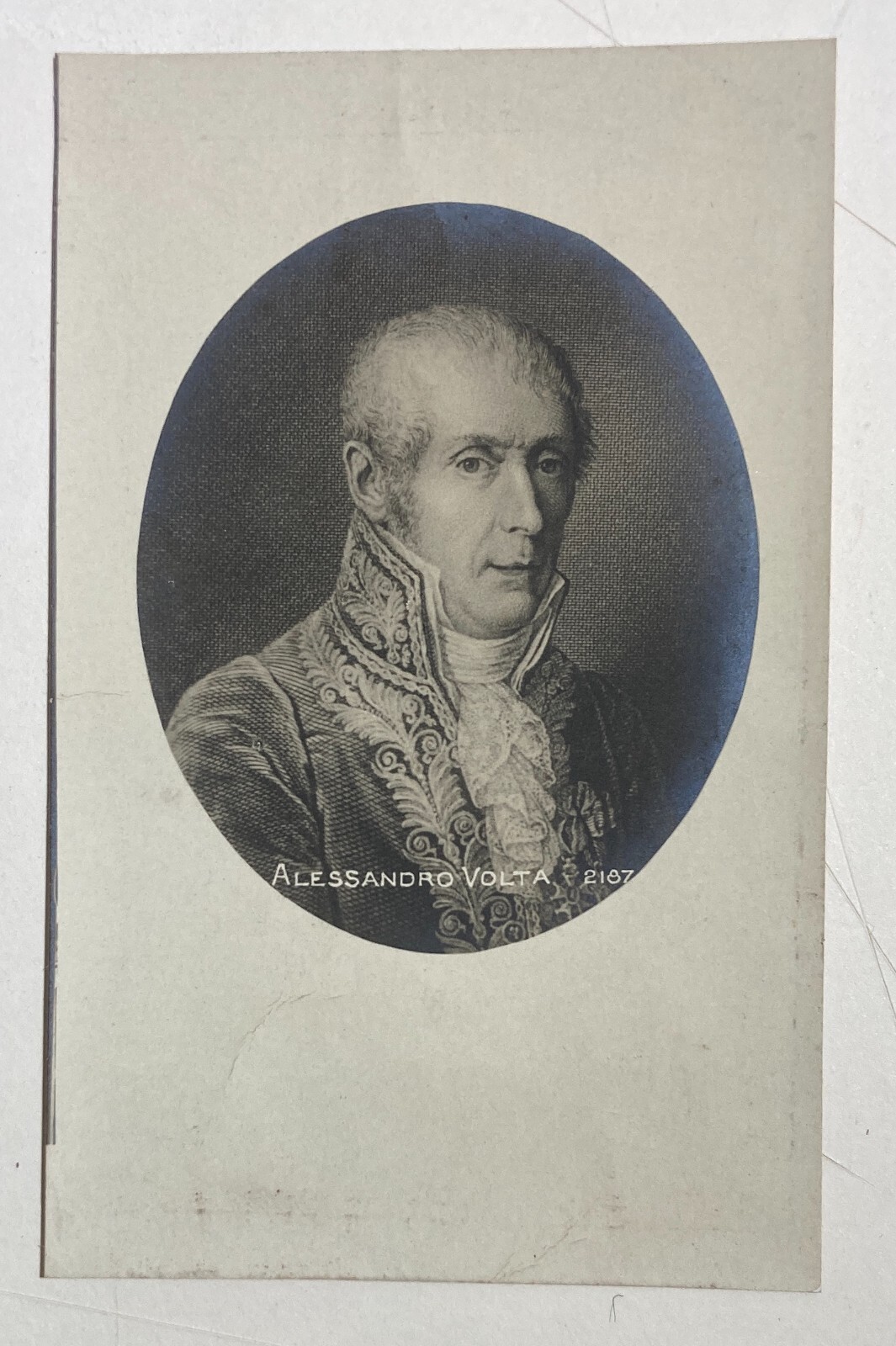Alessandro Volta: Ritratto Dello Scienziato Su Antica Foto Cartolina
