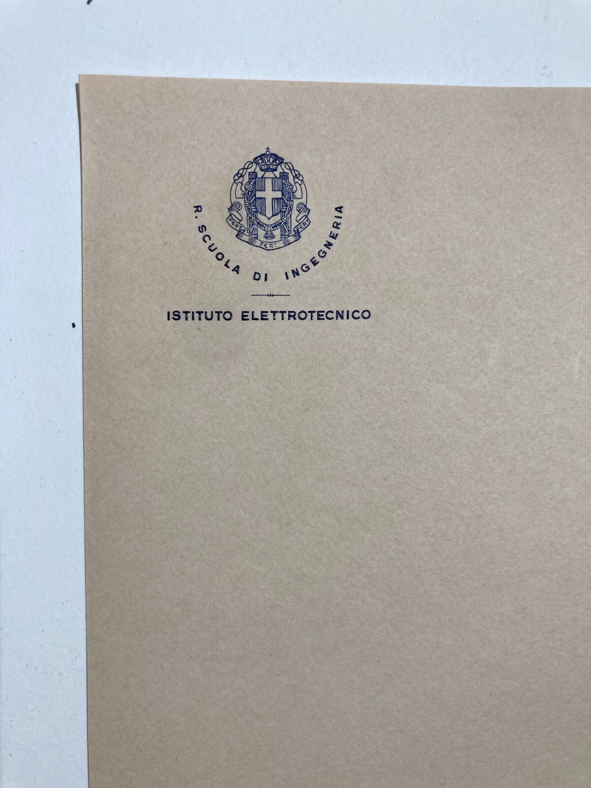 Ingegneria, Elettricità, Istituto Elettrotecnico: Carta Intestata Antica Con Araldica