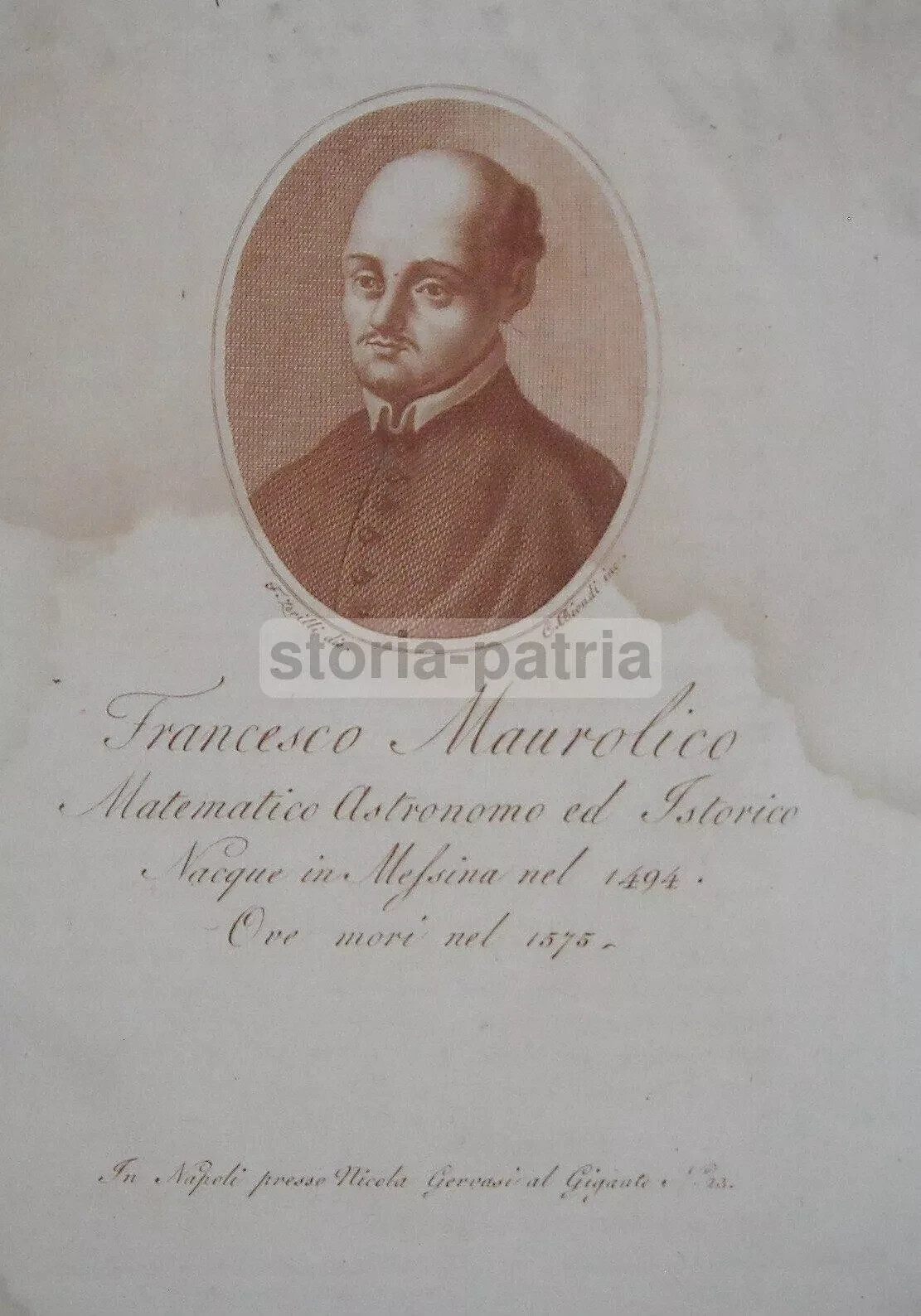 Francesco Maurolico, Ritratto Inciso All'Acquaforte, Messina, 1818