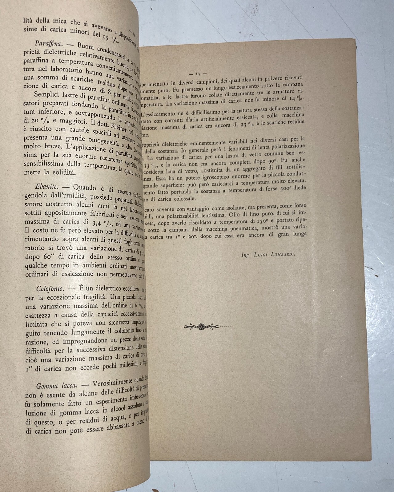 Elettricità Ed Elettrotecnica: La Seta Nei Condensatori. Antica Edizione, Luigi Lombardi