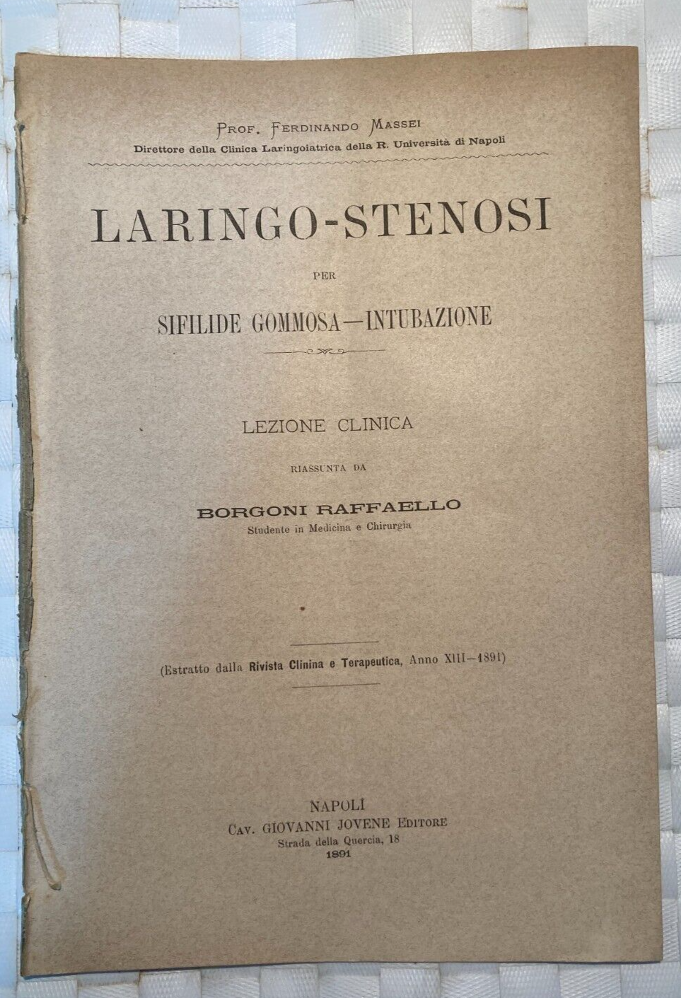 Medicina, Chirurgia, Pediatria, Tracheotomia, Intubazione, Bouchut, O'Dwyer, 1891